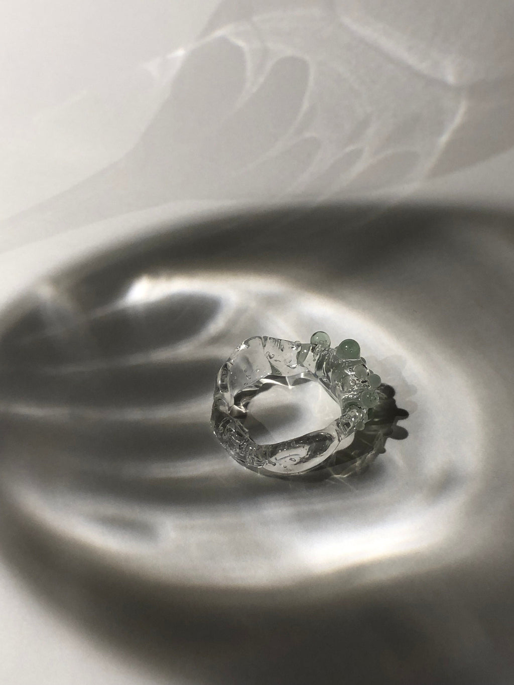 Handcrafted Mint Sprinkle Glass Ring