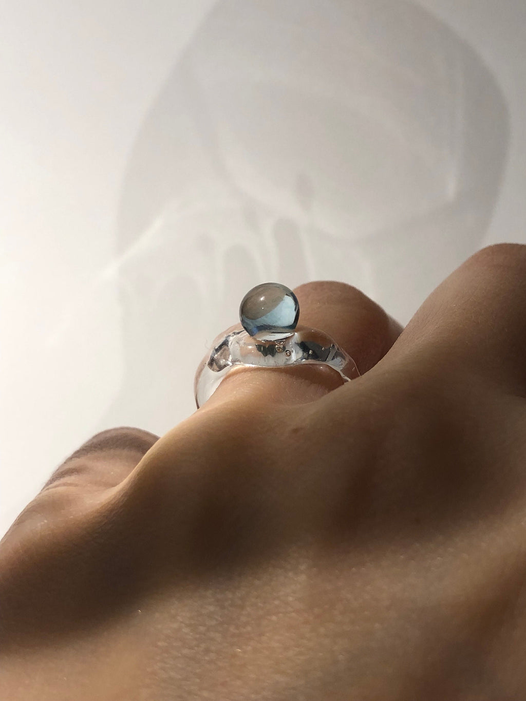 Light Blue Bubble Glass Ring