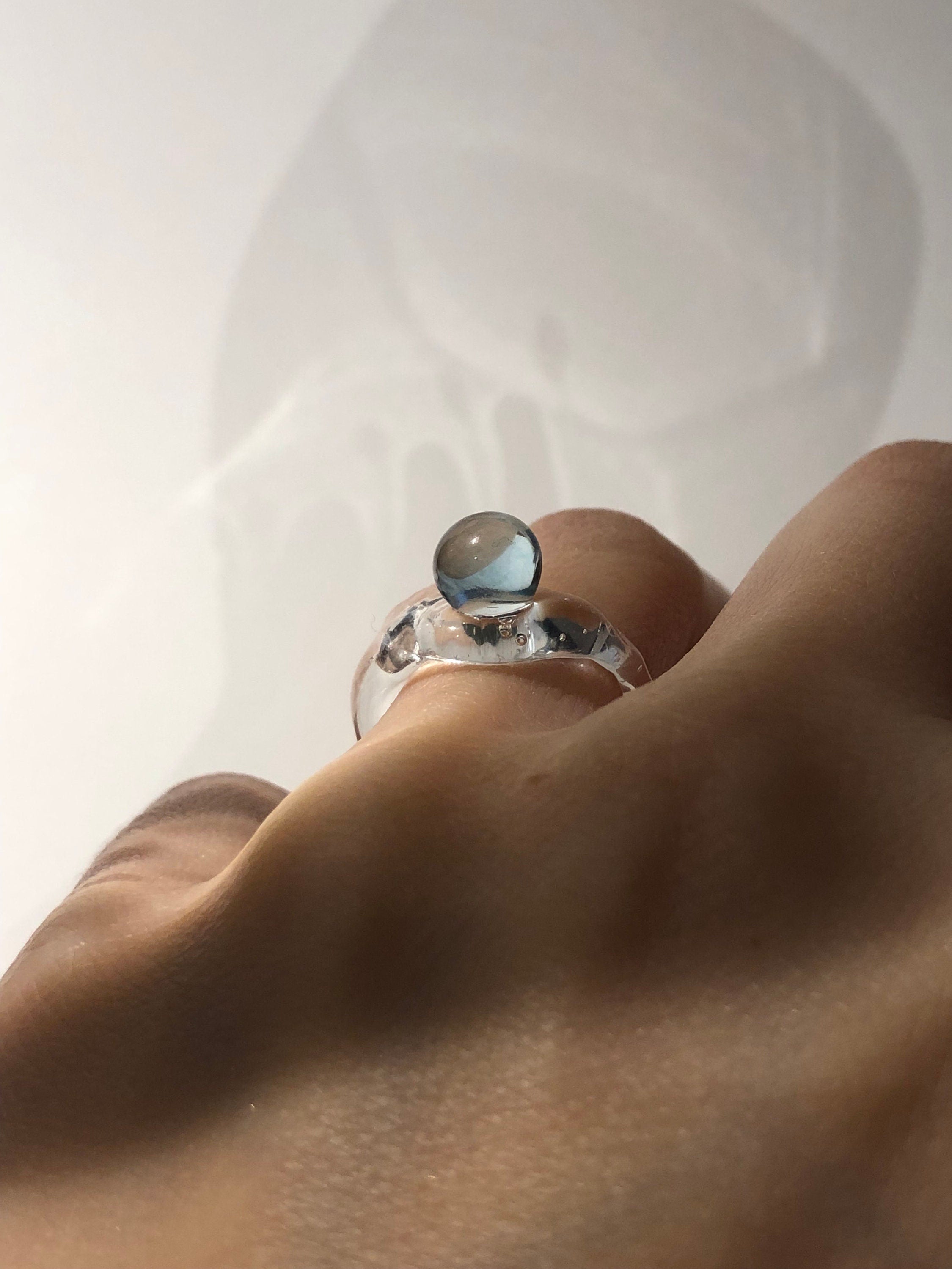 Light Blue Bubble Glass Ring