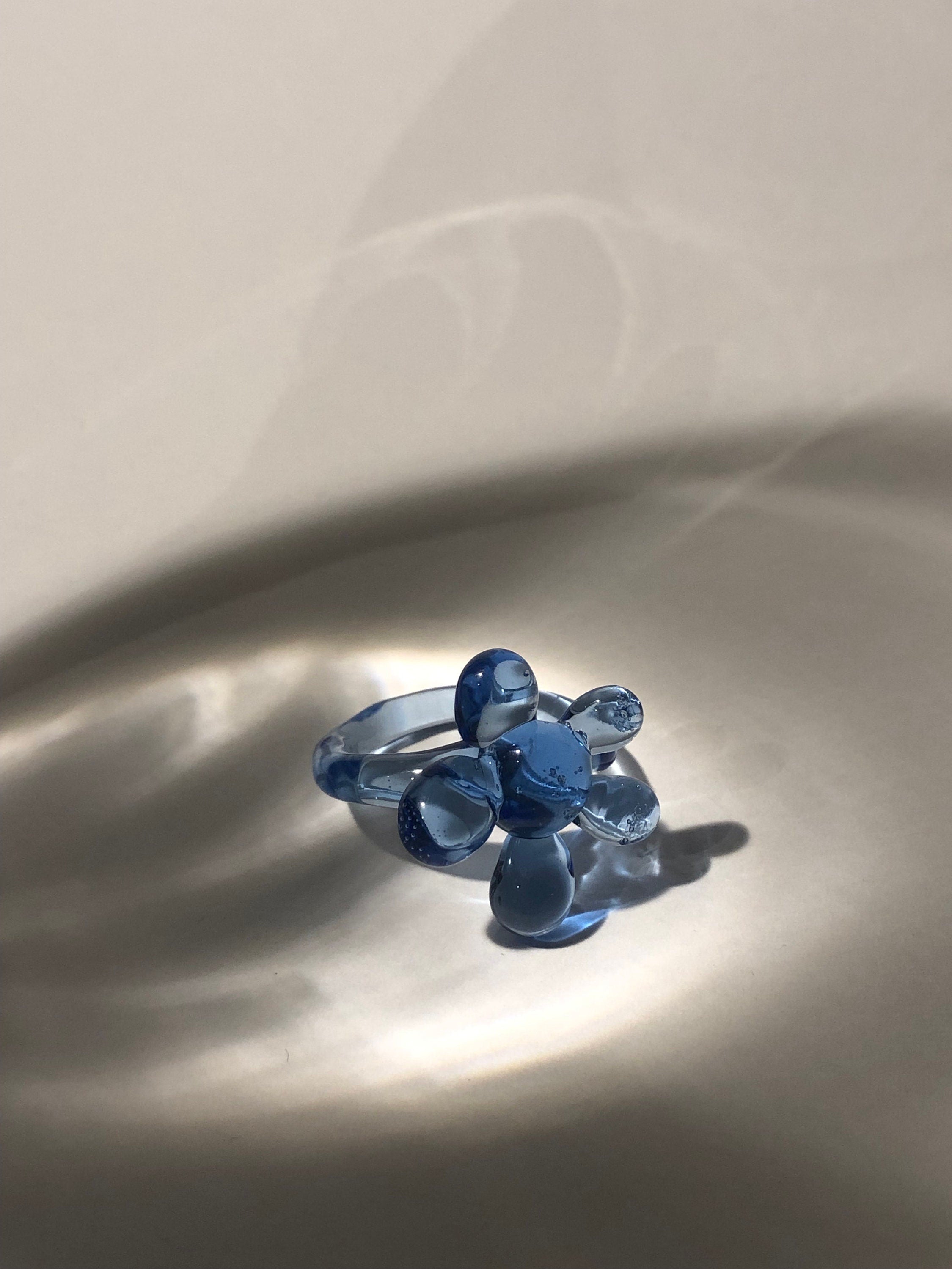 Borosilicate Glass Flower Ring: Handmade Minimalist Jewelry