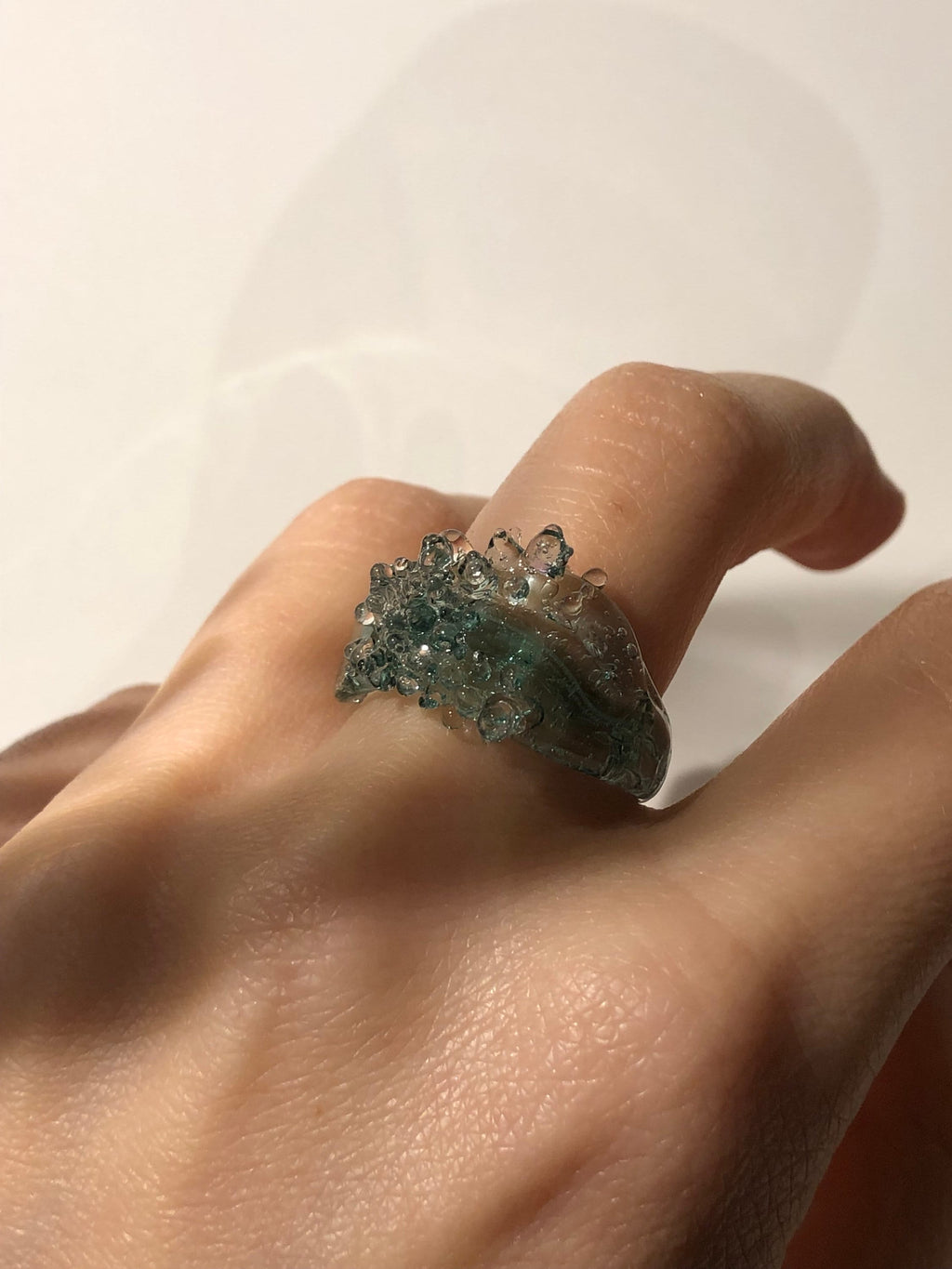 Seafoam inspired Glass Ring
