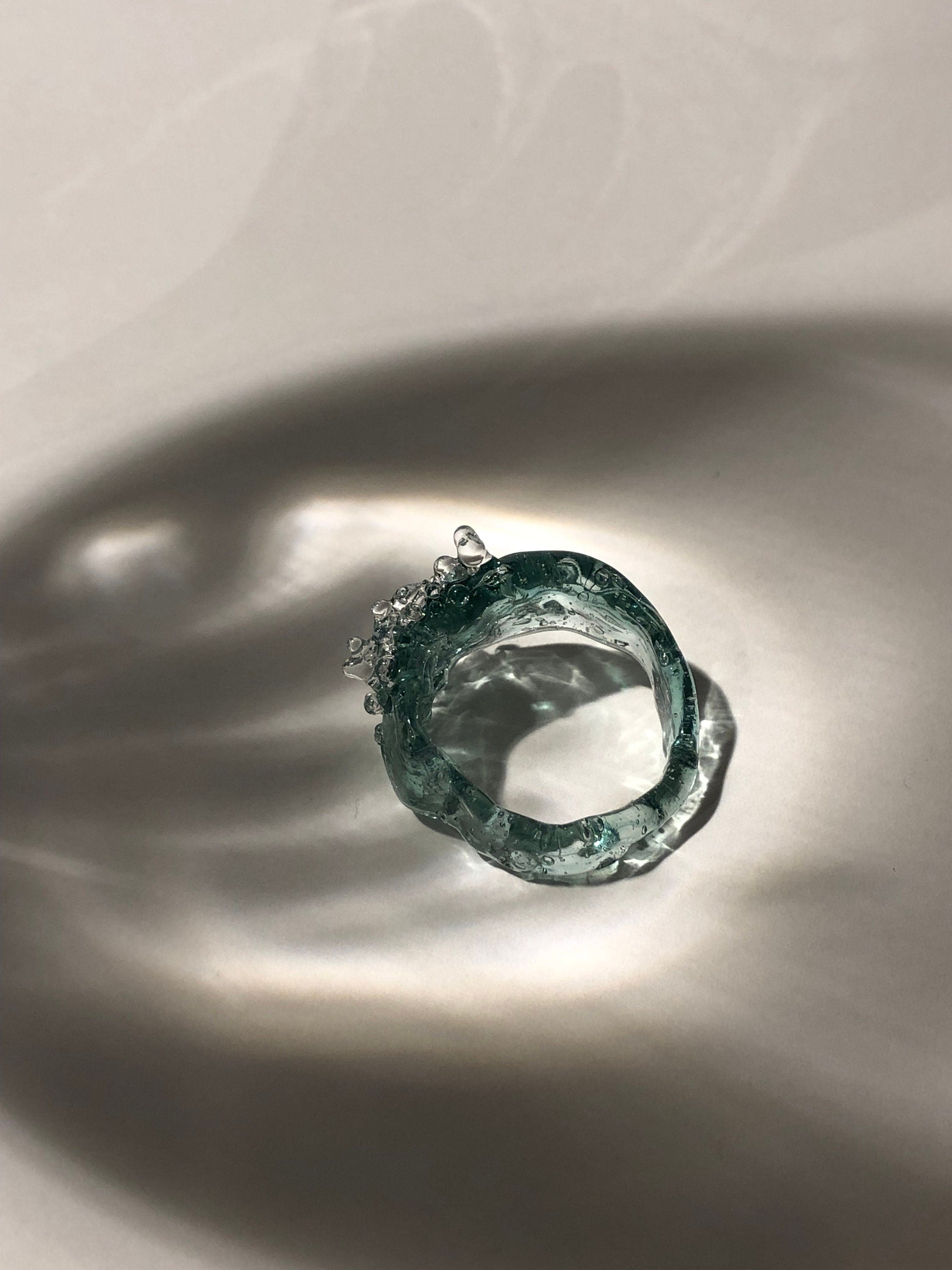 Seafoam inspired Glass Ring
