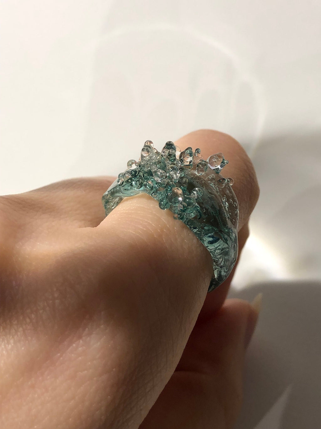 Seafoam inspired Glass Ring