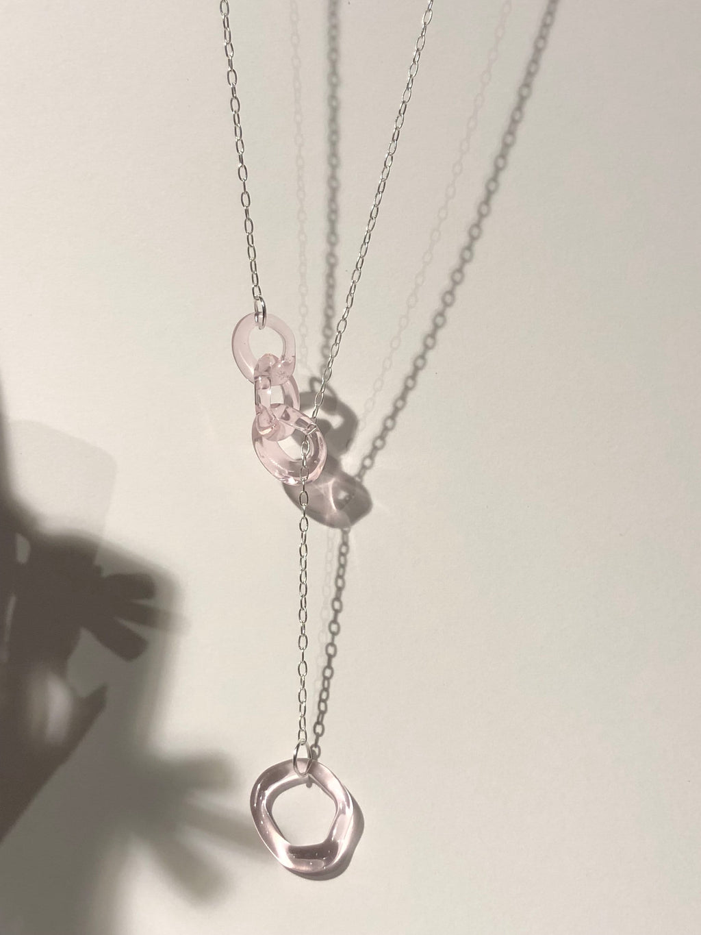 Rose Glass chainlink Necklace