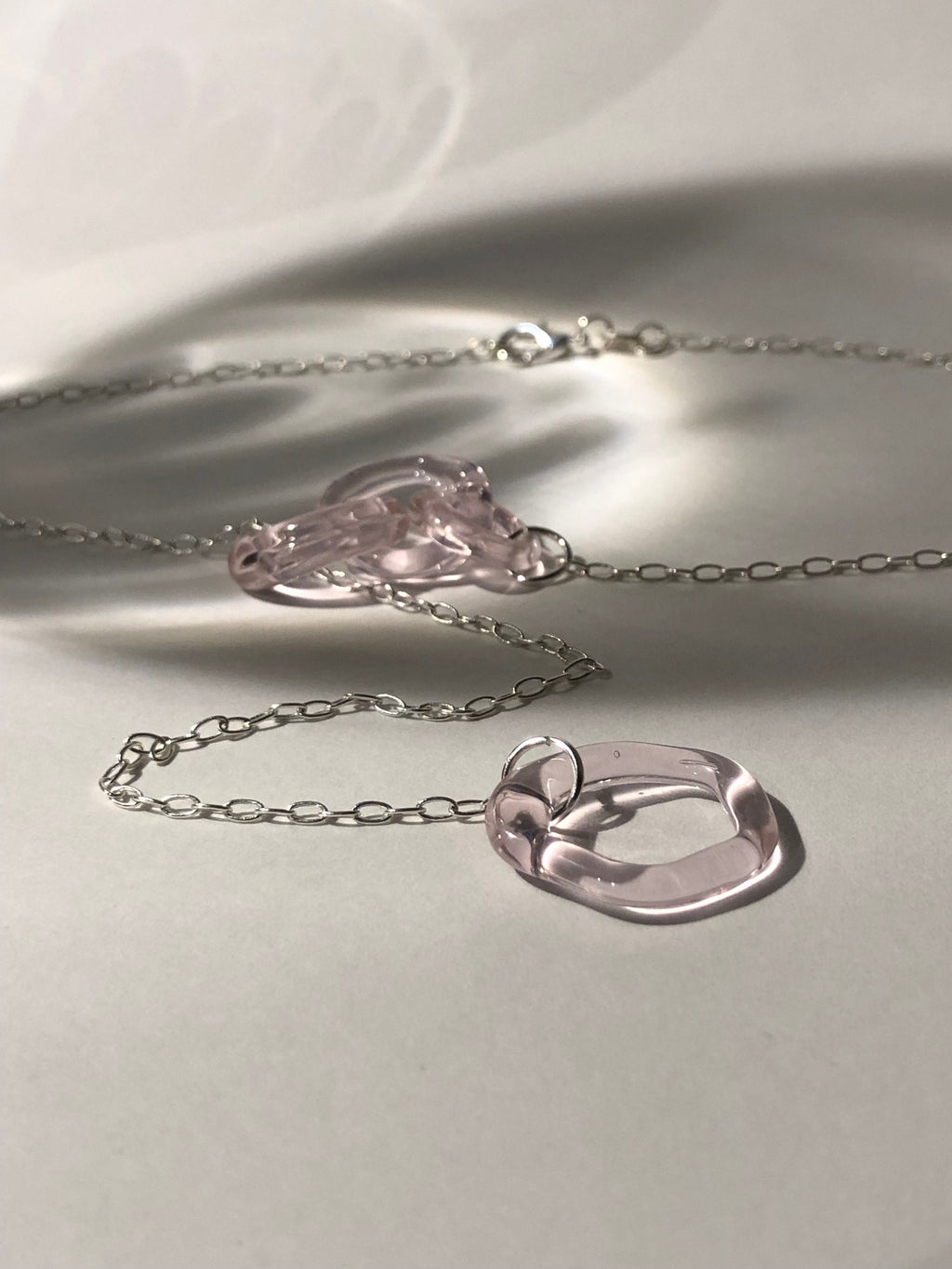Rose Glass chainlink Necklace