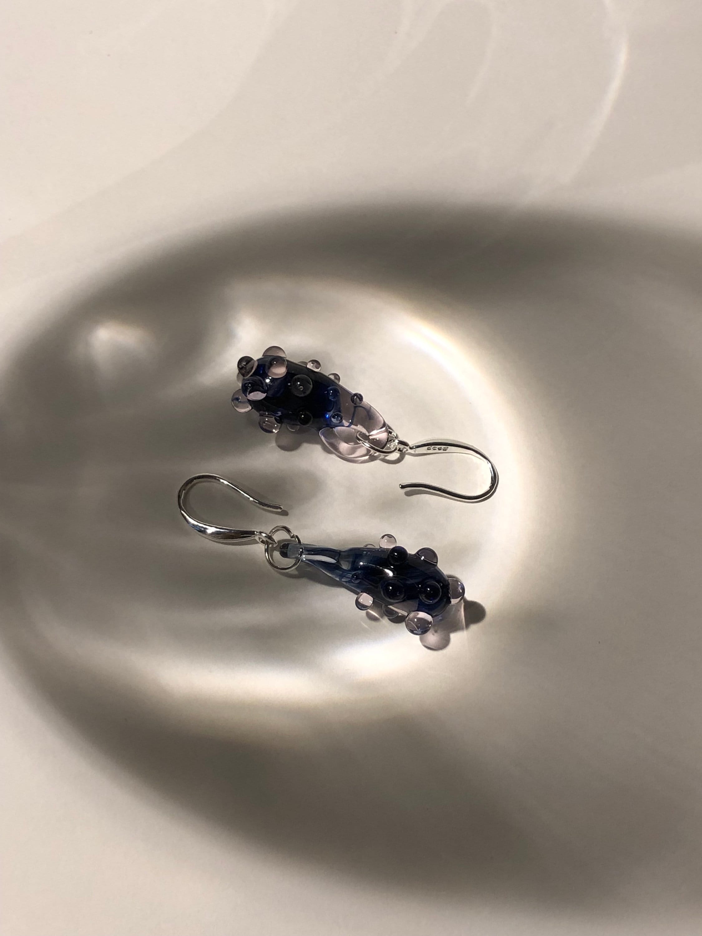 Handmade Blue Berry Glass Earrings