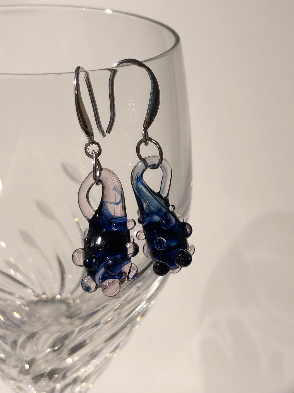 Handmade Blue Berry Glass Earrings