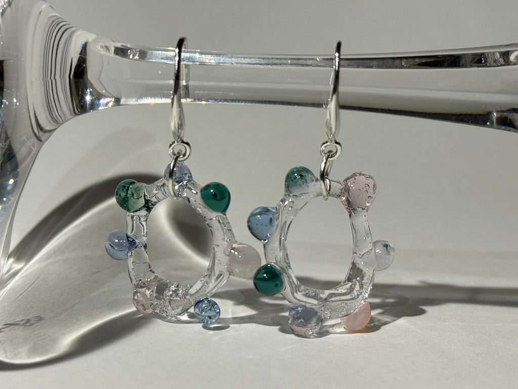 Handmade Colourful Glass Hoop Earrings