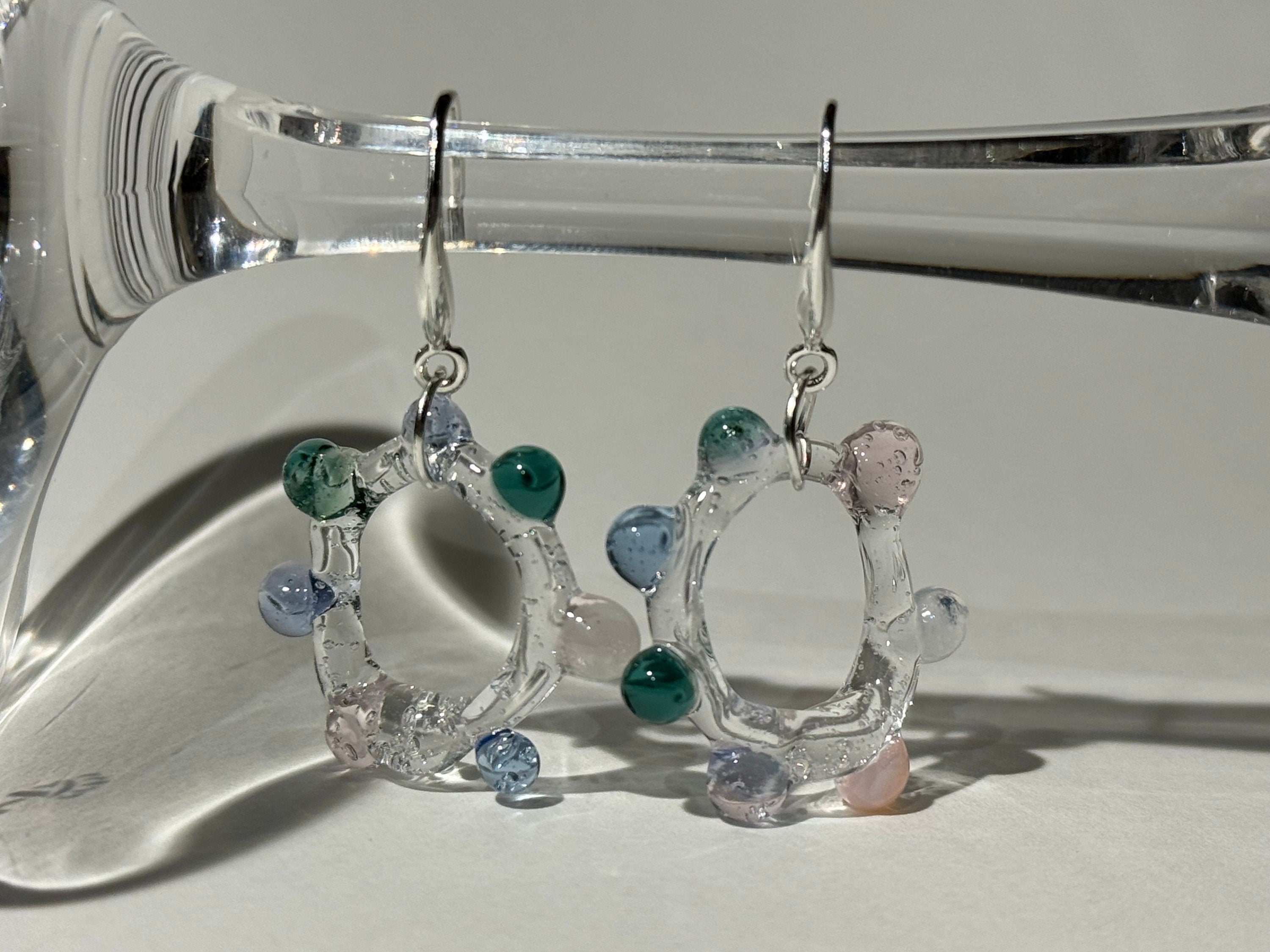 Handmade Colourful Glass Hoop Earrings