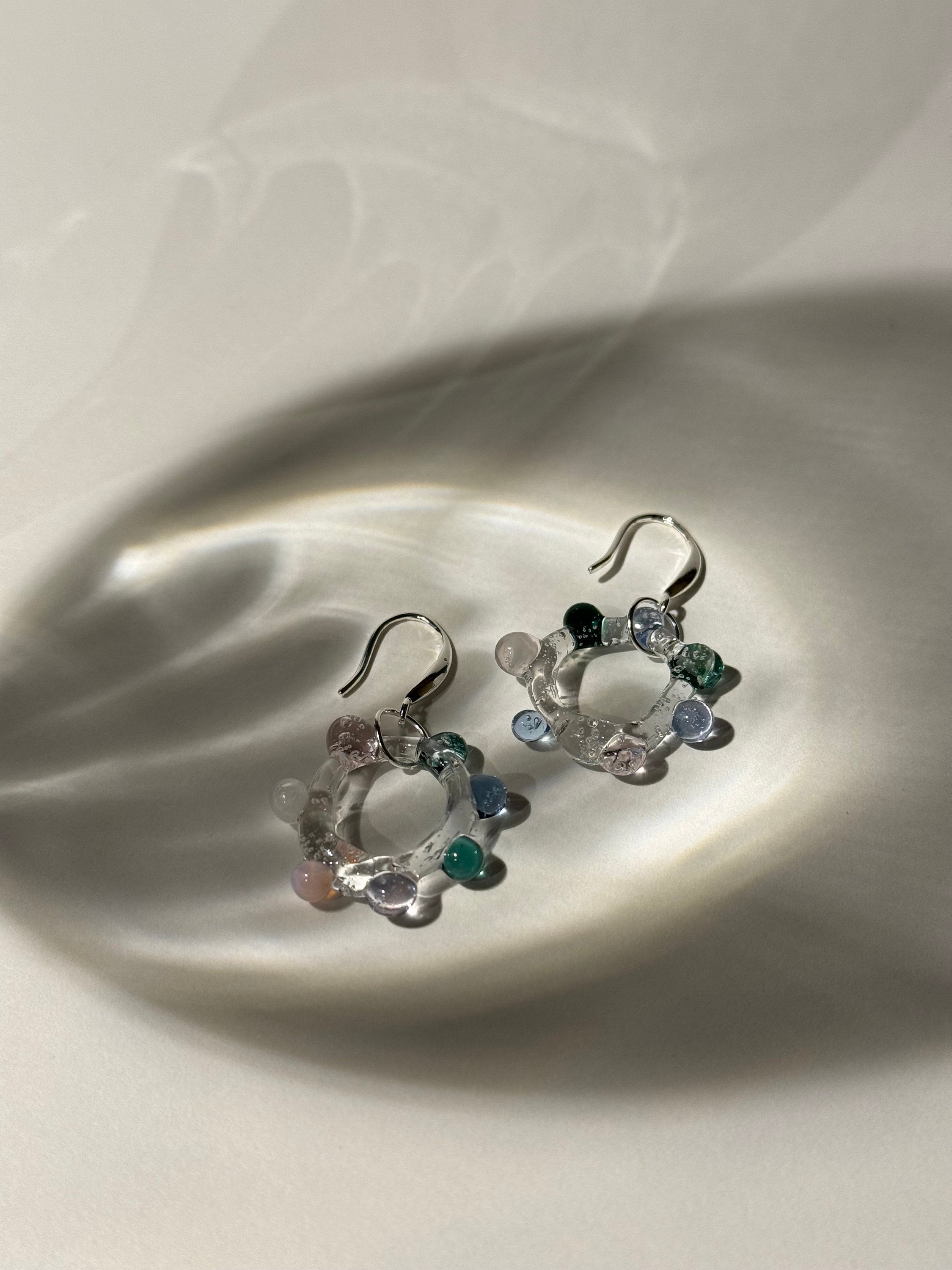 Handmade Colourful Glass Hoop Earrings