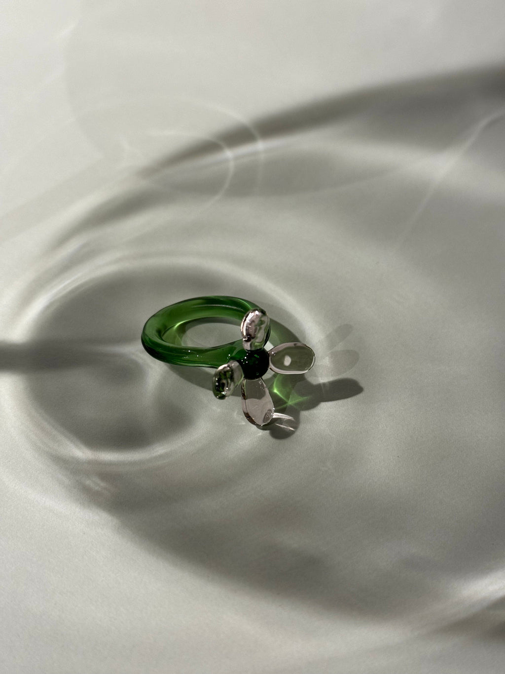 Handcrafted Borosilicate Glass Flower Ring