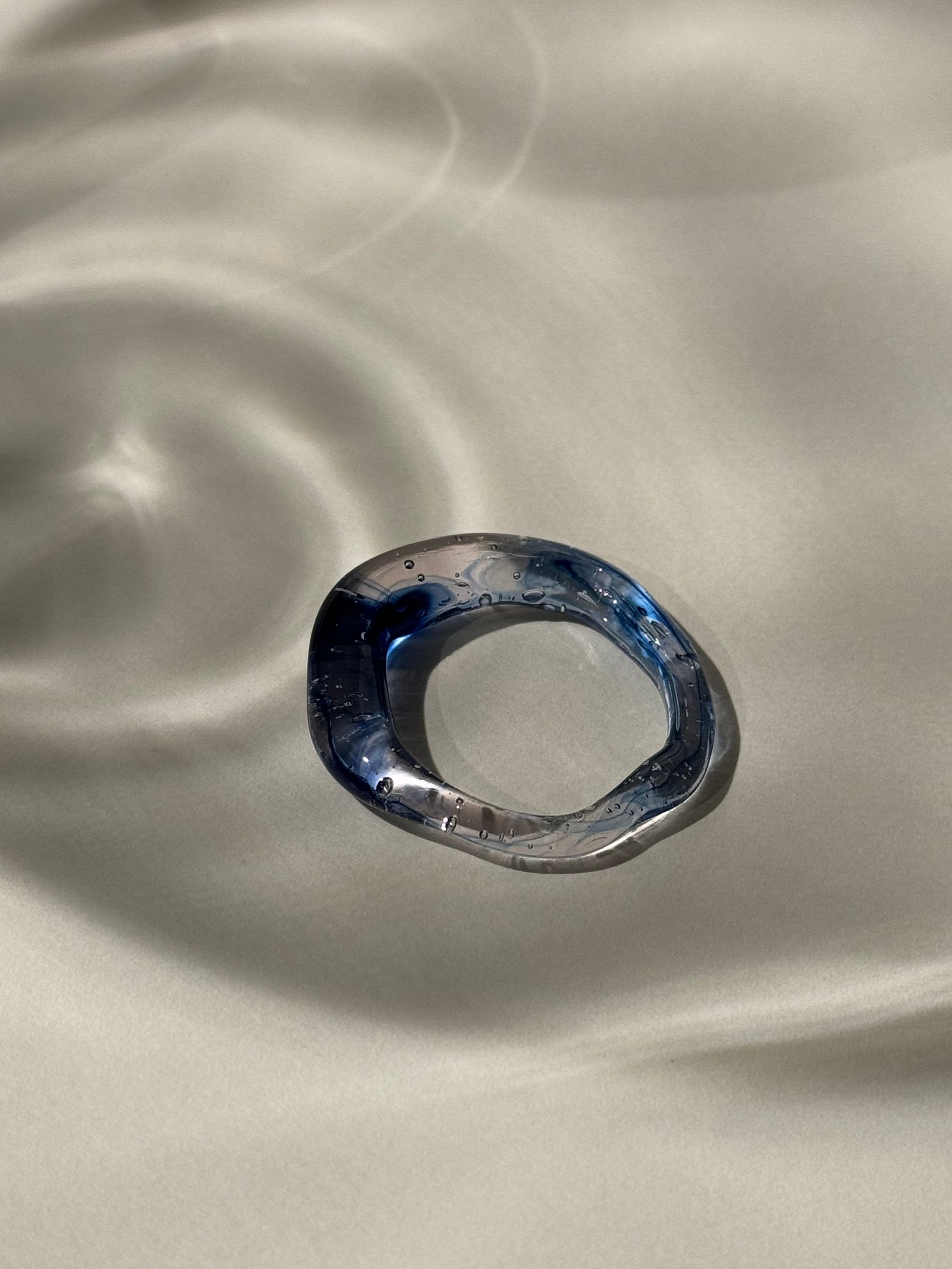 Blue & Rose Glass Ring: Handmade Borosilicate Minimalist Jewelry