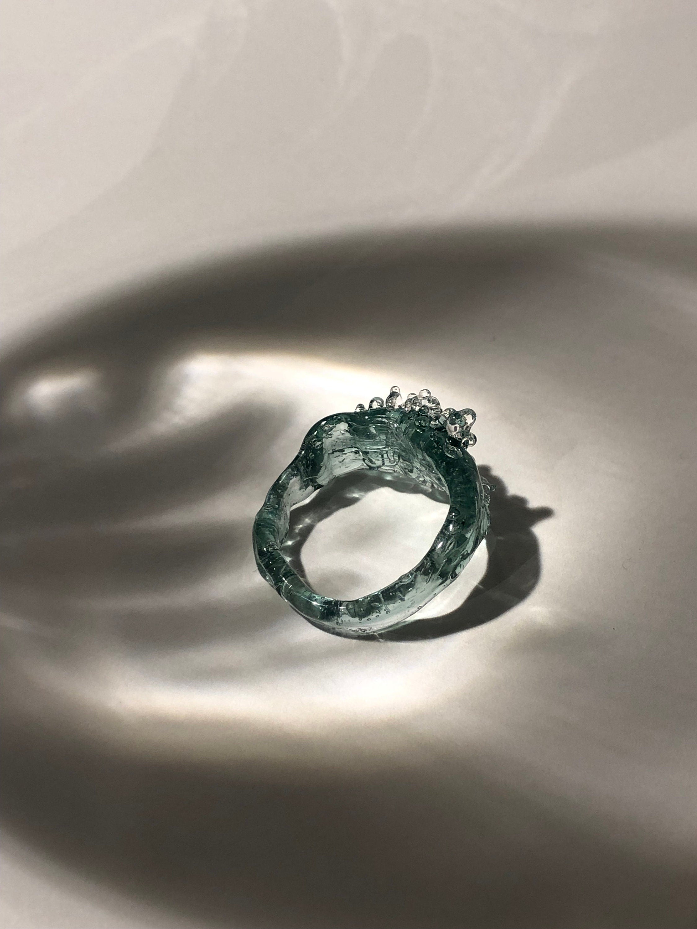 Seafoam inspired Glass Ring
