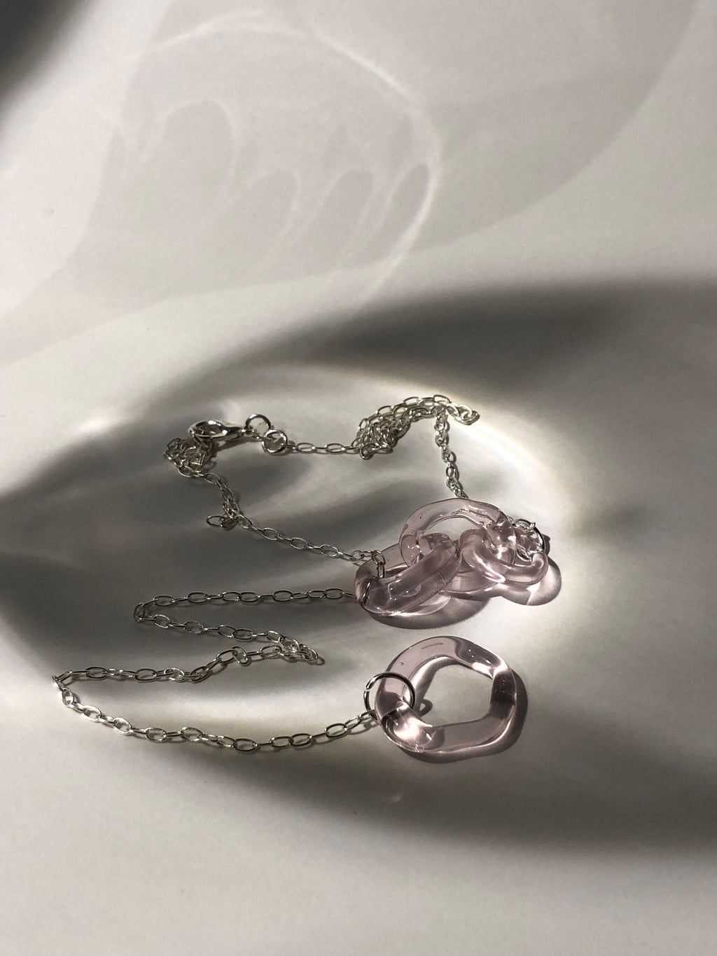 Rose Glass chainlink Necklace