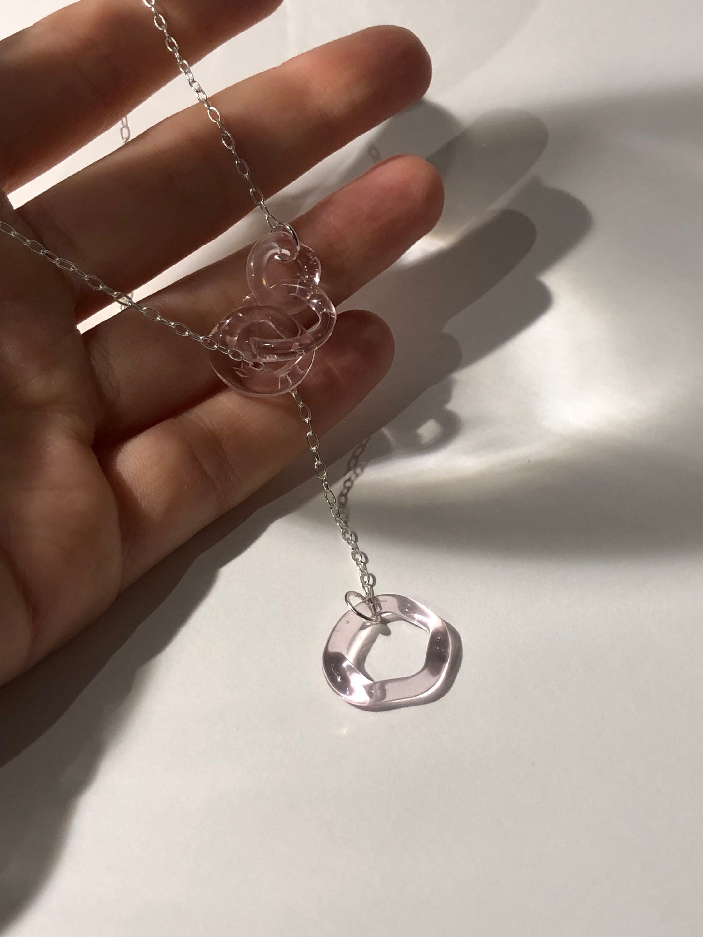 Rose Glass chainlink Necklace