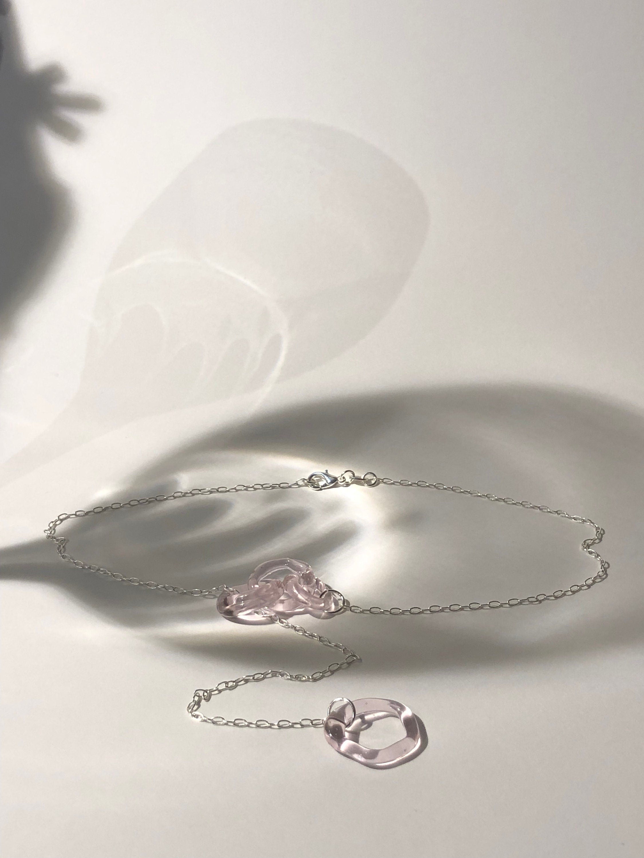 Rose Glass chainlink Necklace