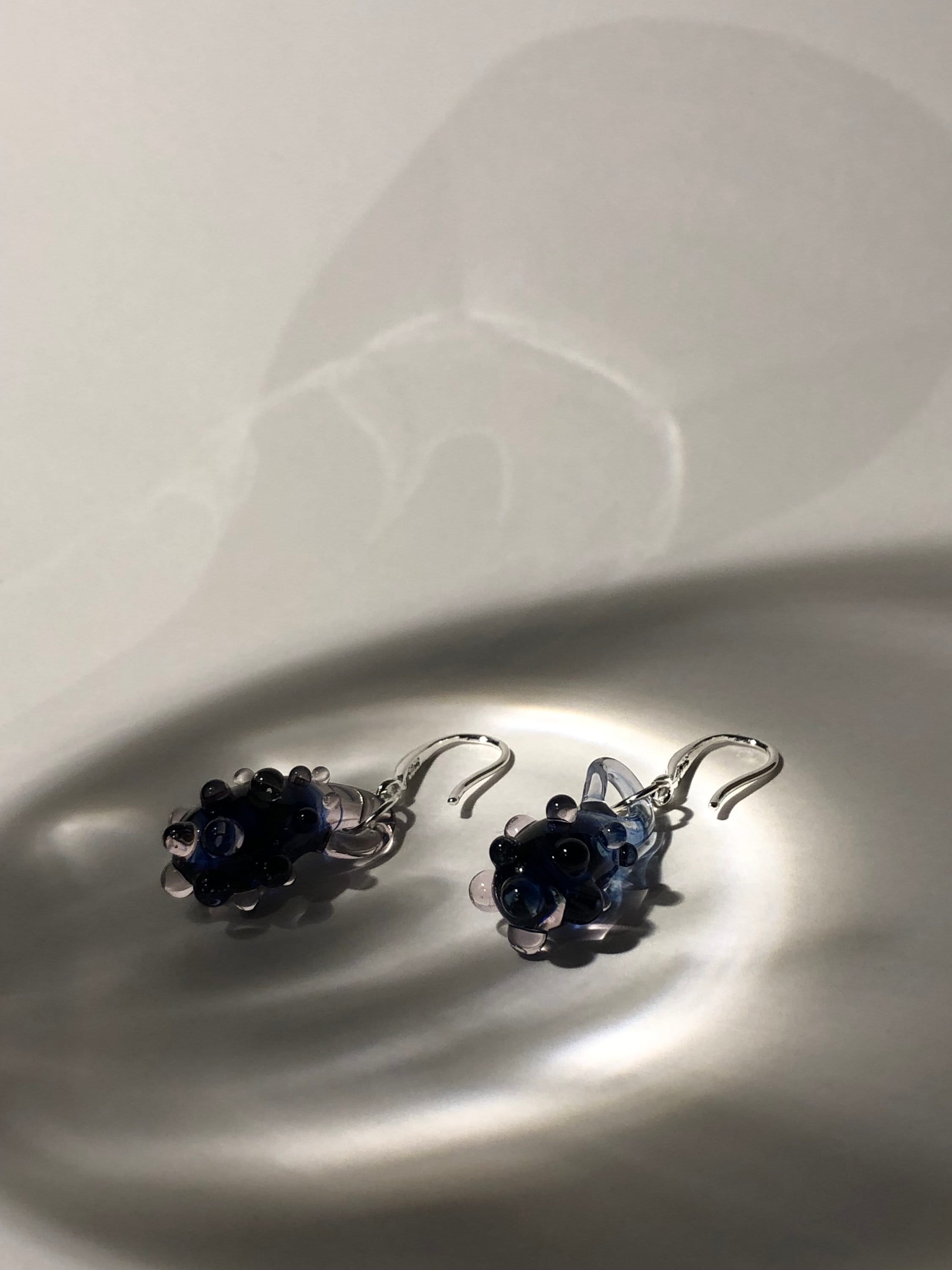 Handmade Blue Berry Glass Earrings