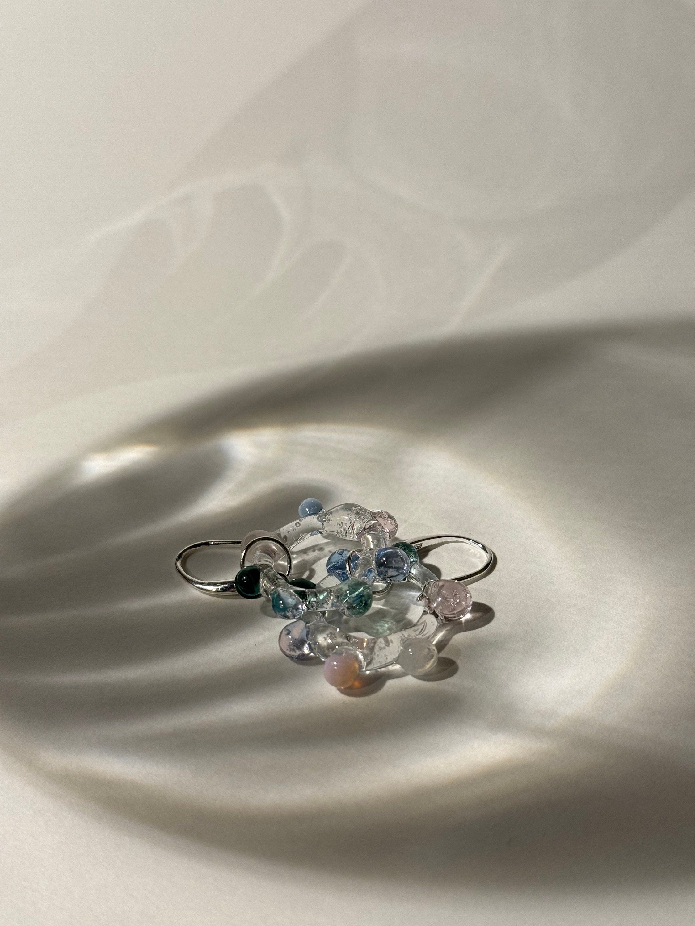 Handmade Colourful Glass Hoop Earrings