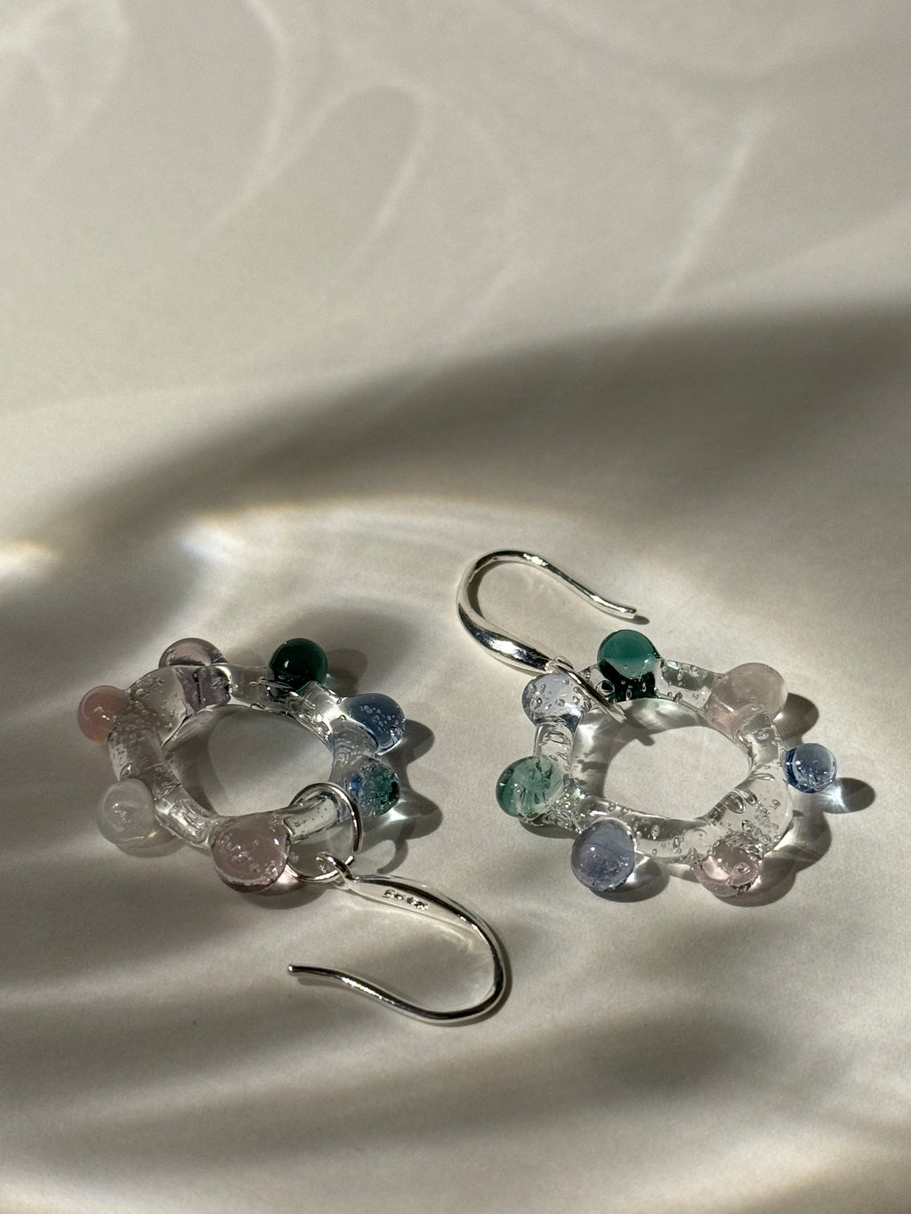 Handmade Colourful Glass Hoop Earrings