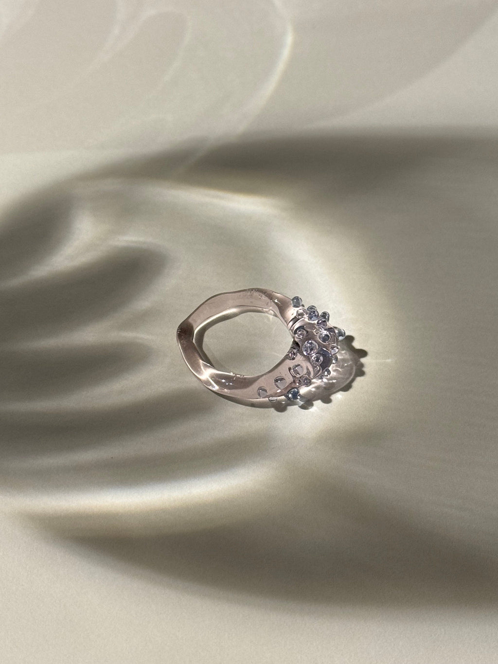Dotted Rose and Purple Glass Ring