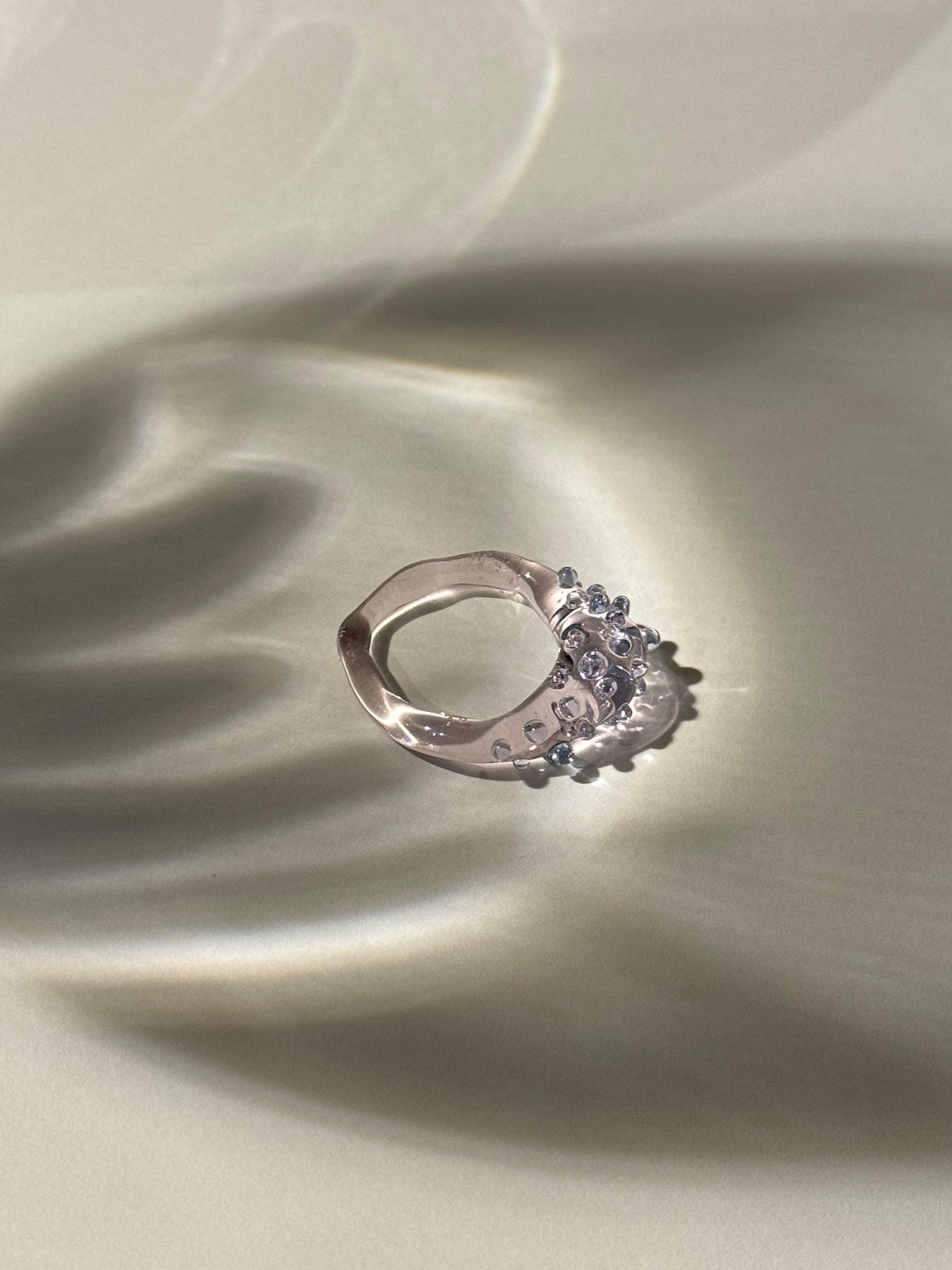 Dotted Rose and Purple Glass Ring