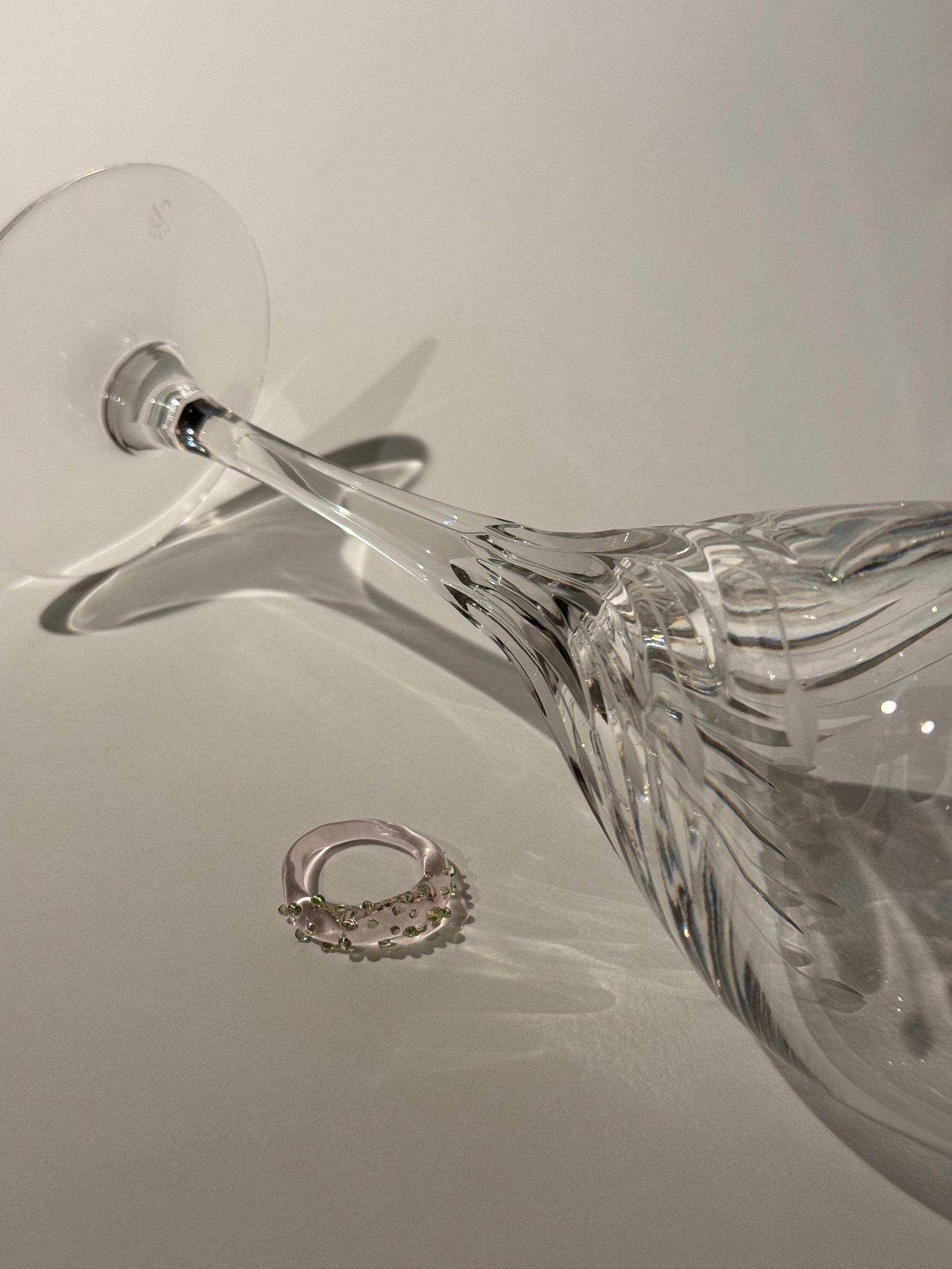 Rose and Green Dotted Glass Ring