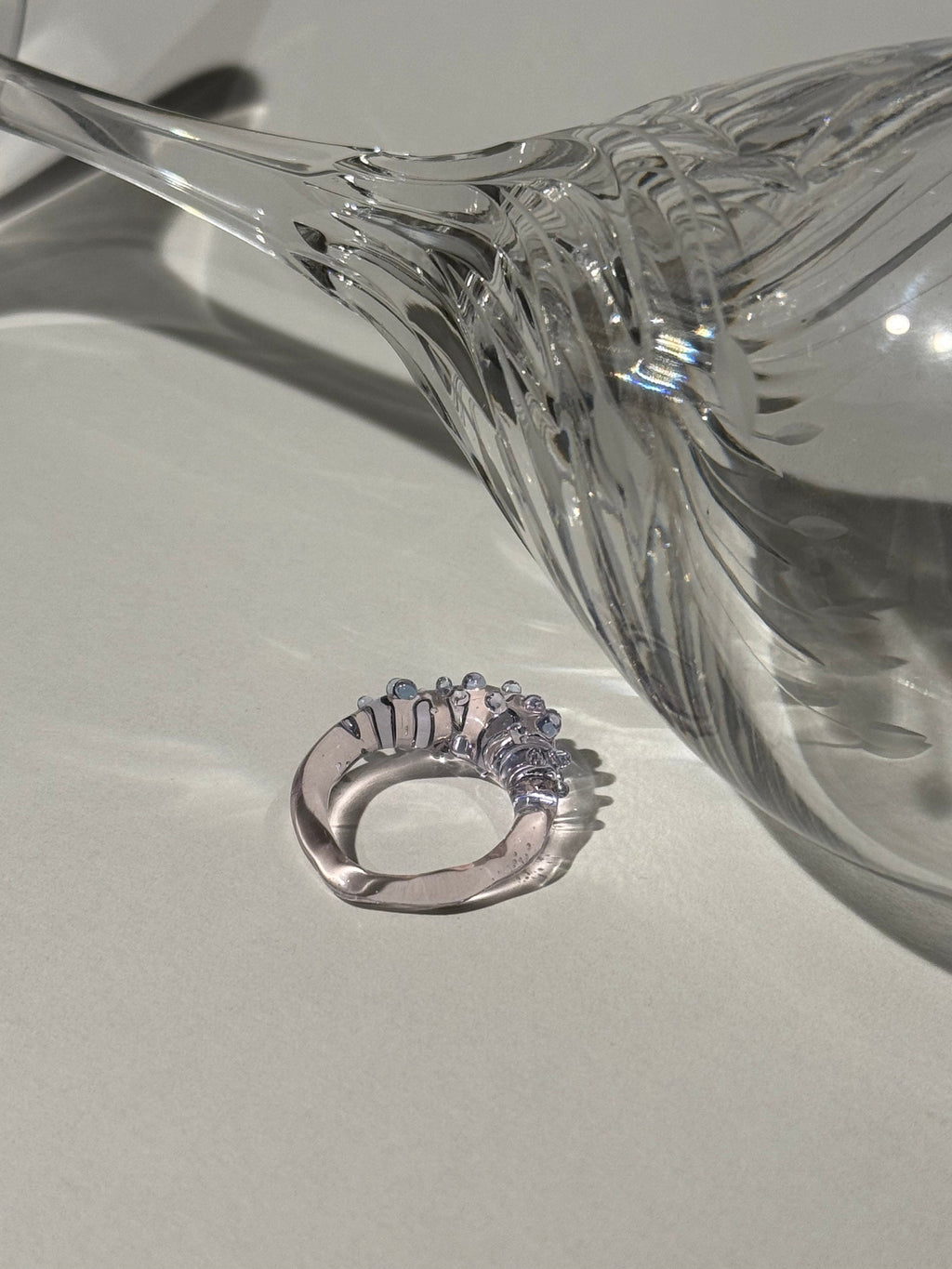 Dotted Rose and Purple Glass Ring