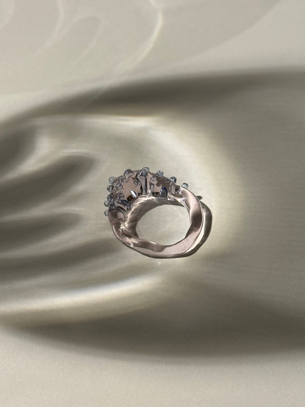 Dotted Rose and Purple Glass Ring