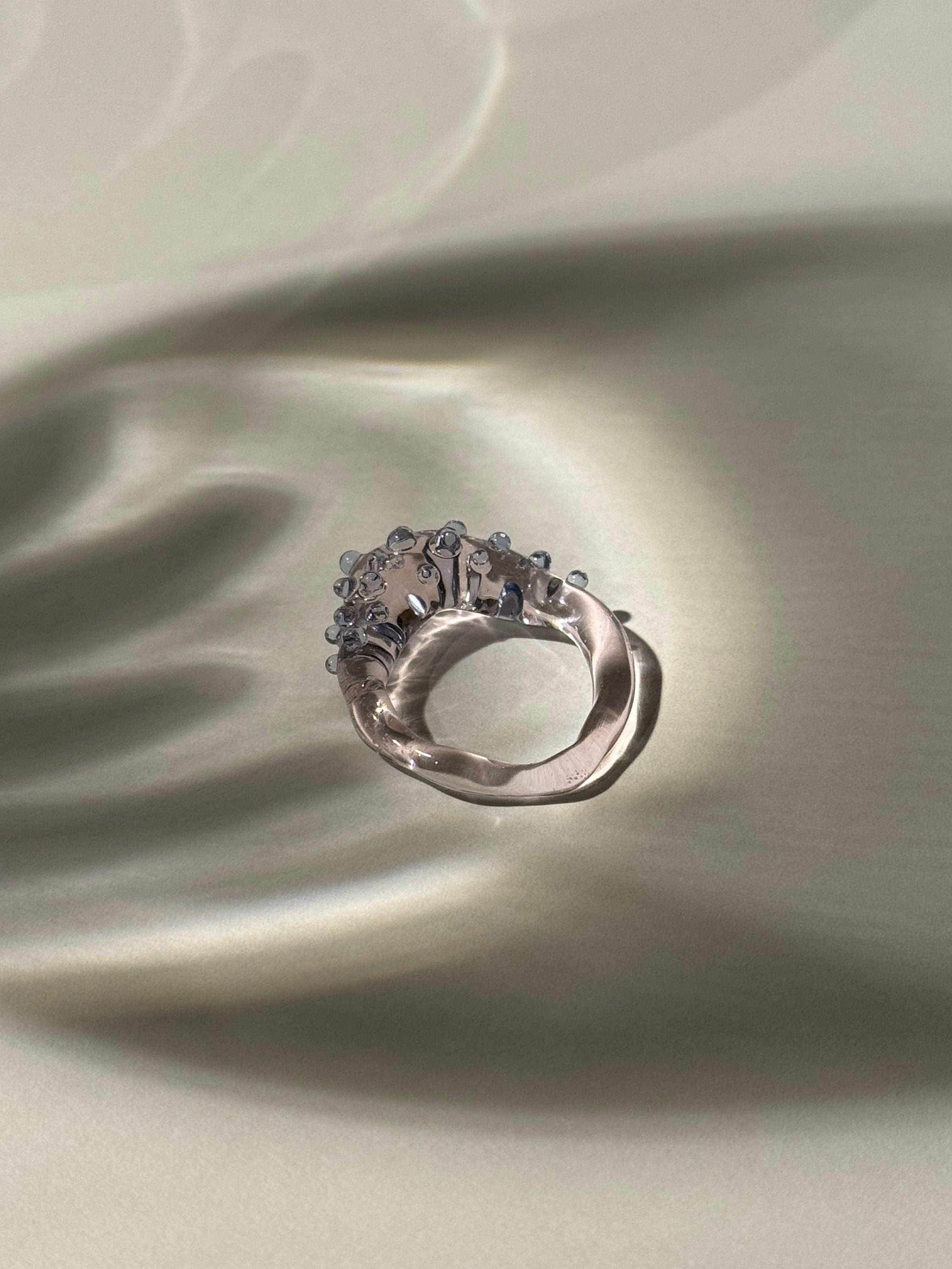 Dotted Rose and Purple Glass Ring