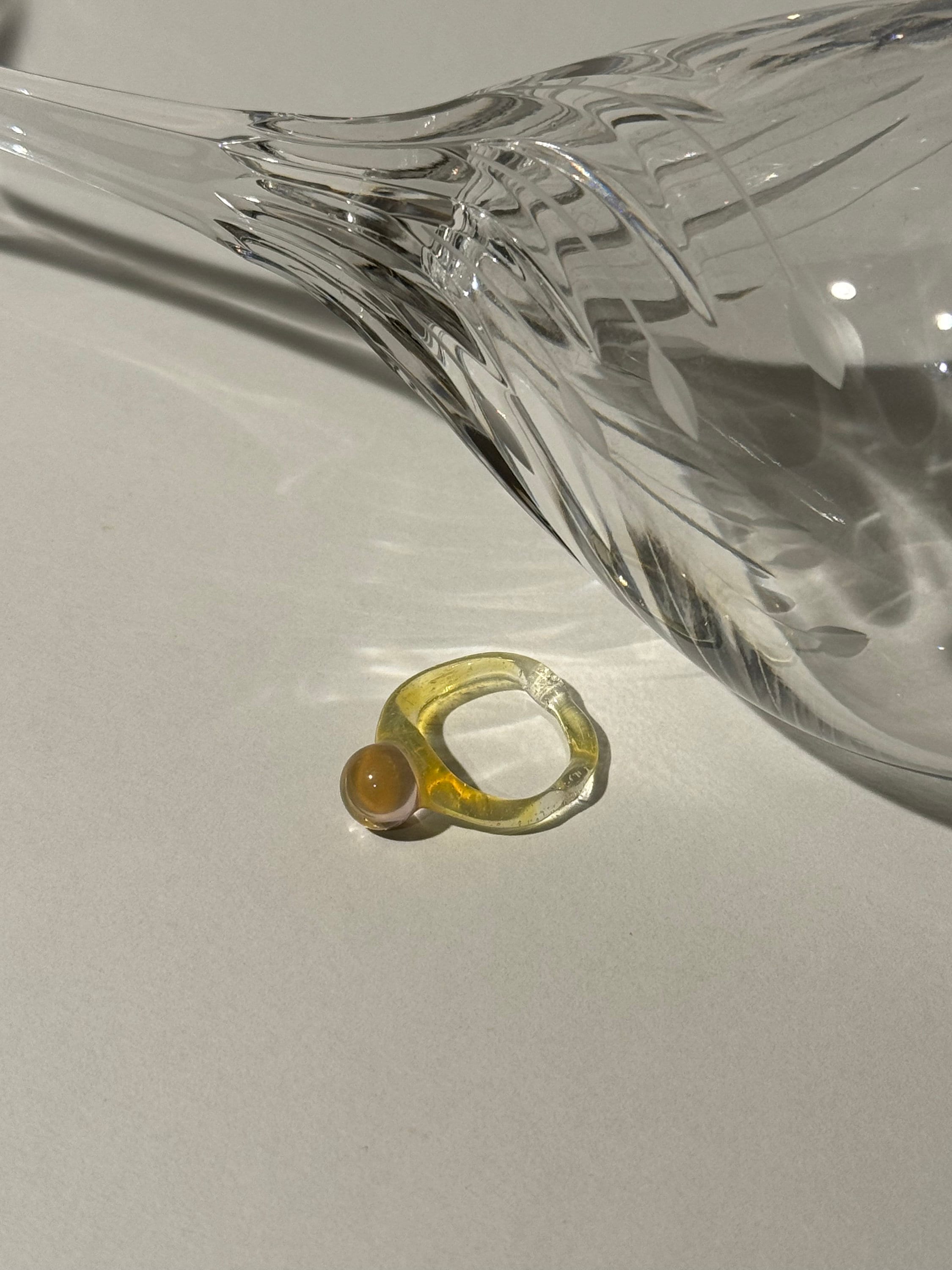 Yellow & Rose Bubble Glass Ring