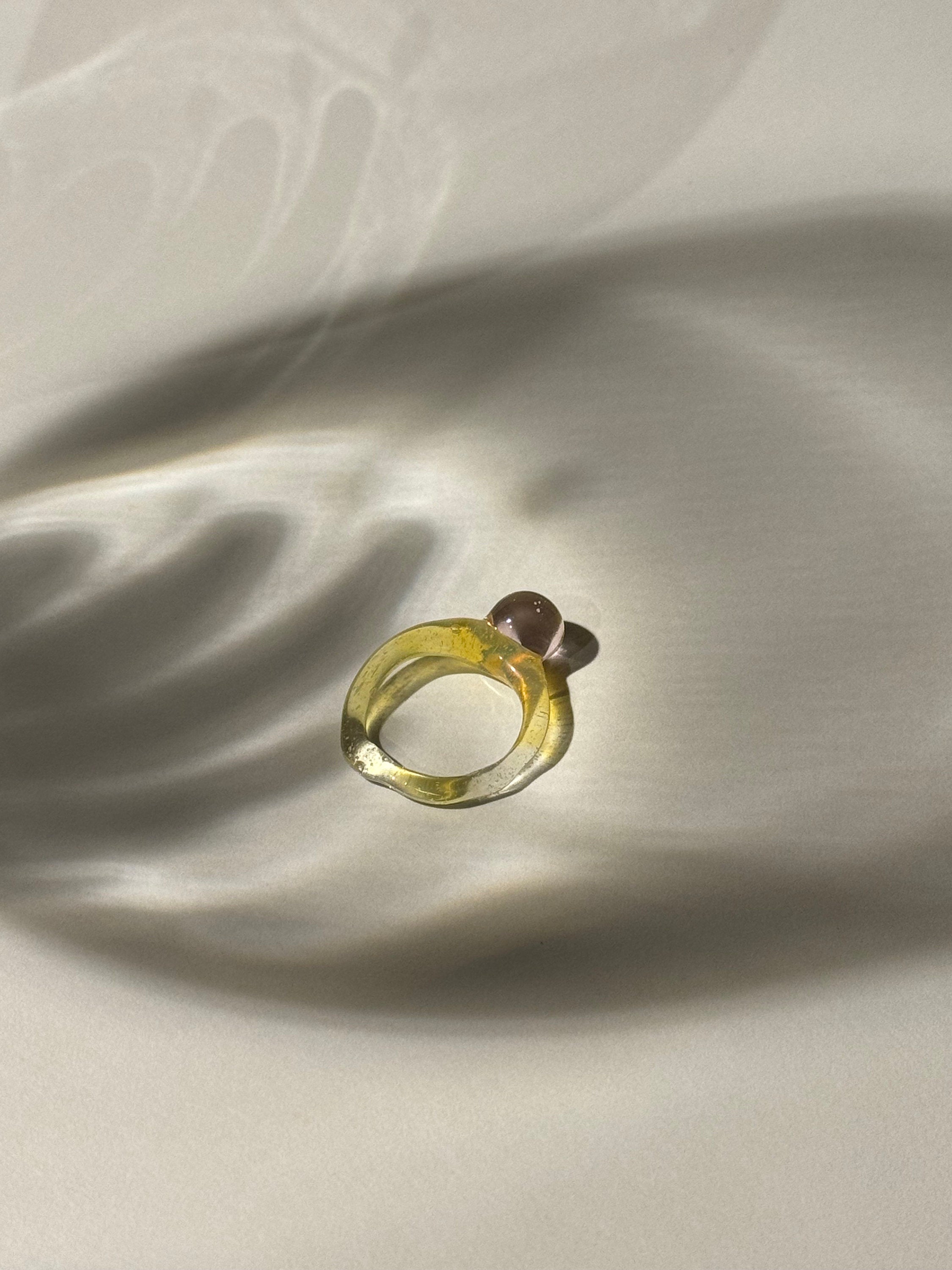Yellow & Rose Bubble Glass Ring