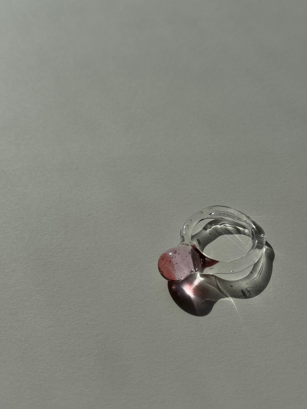 Red & Rose Bubble Glass Ring