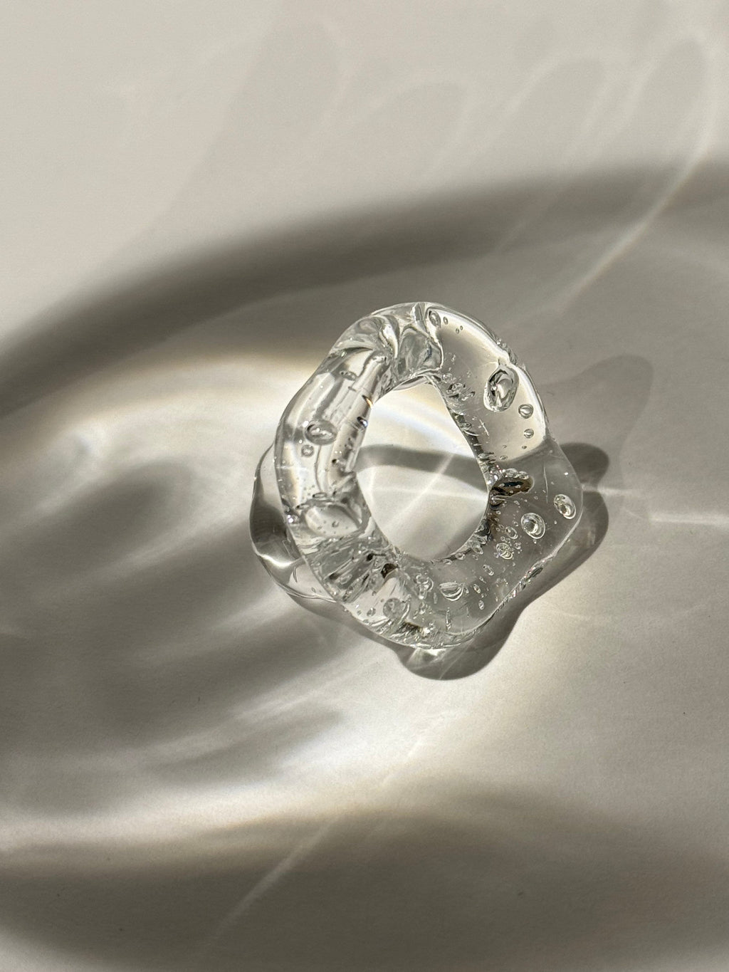 Clear Chunky Glass Ring