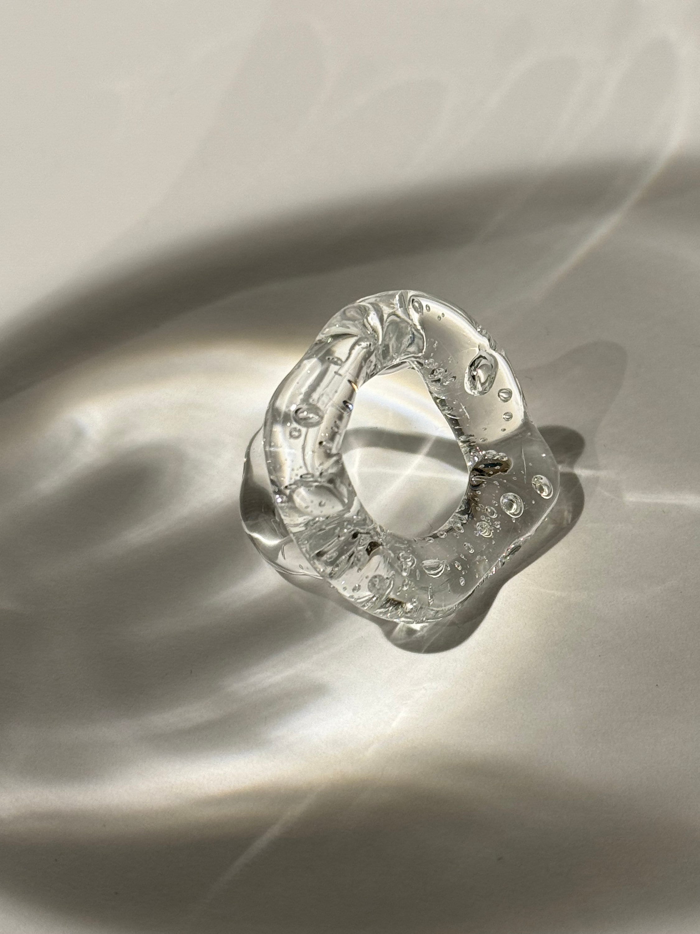 Clear Chunky Glass Ring