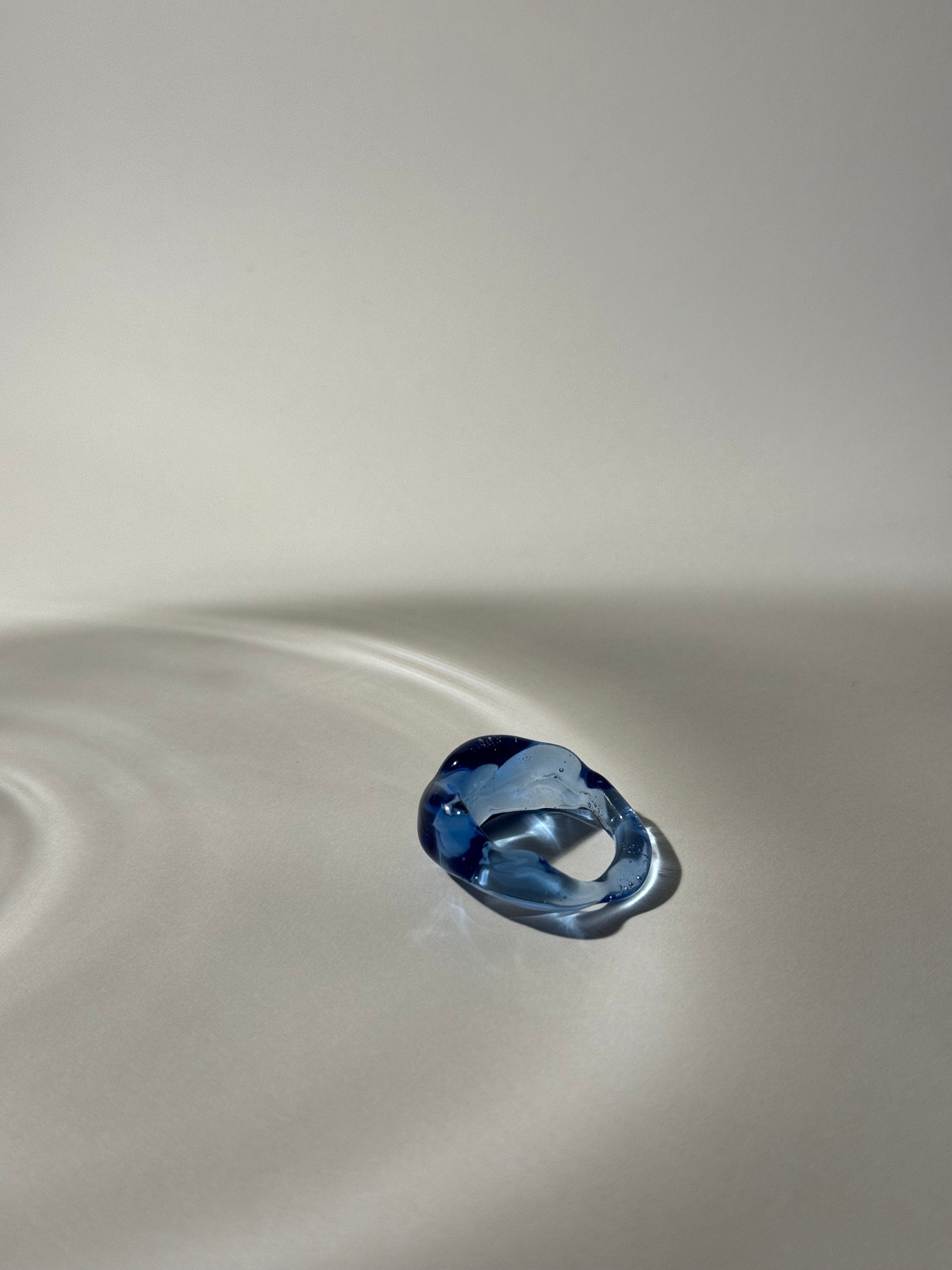 Handmade Ice Blue Glass Ring
