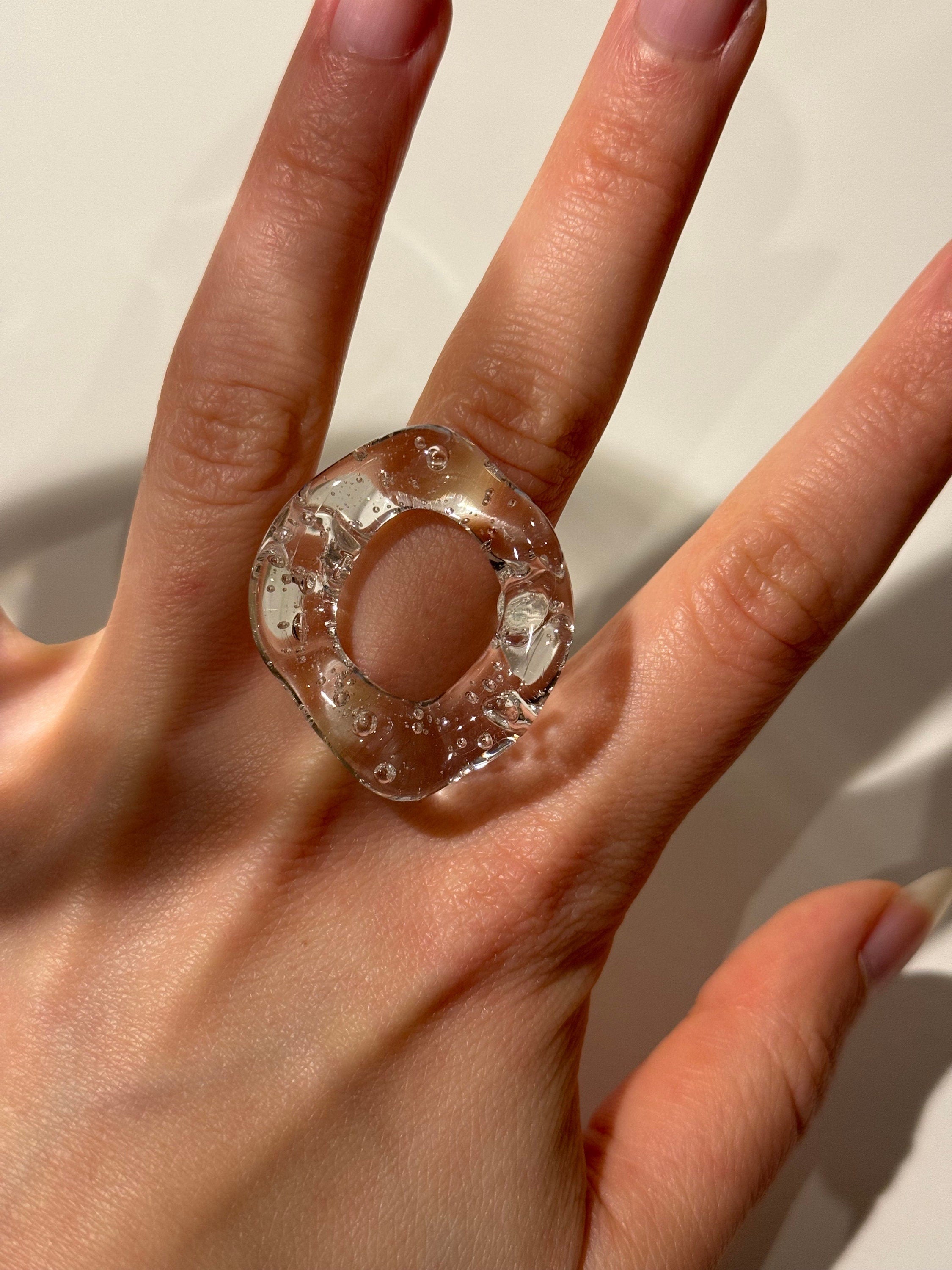 Clear Chunky Glass Ring