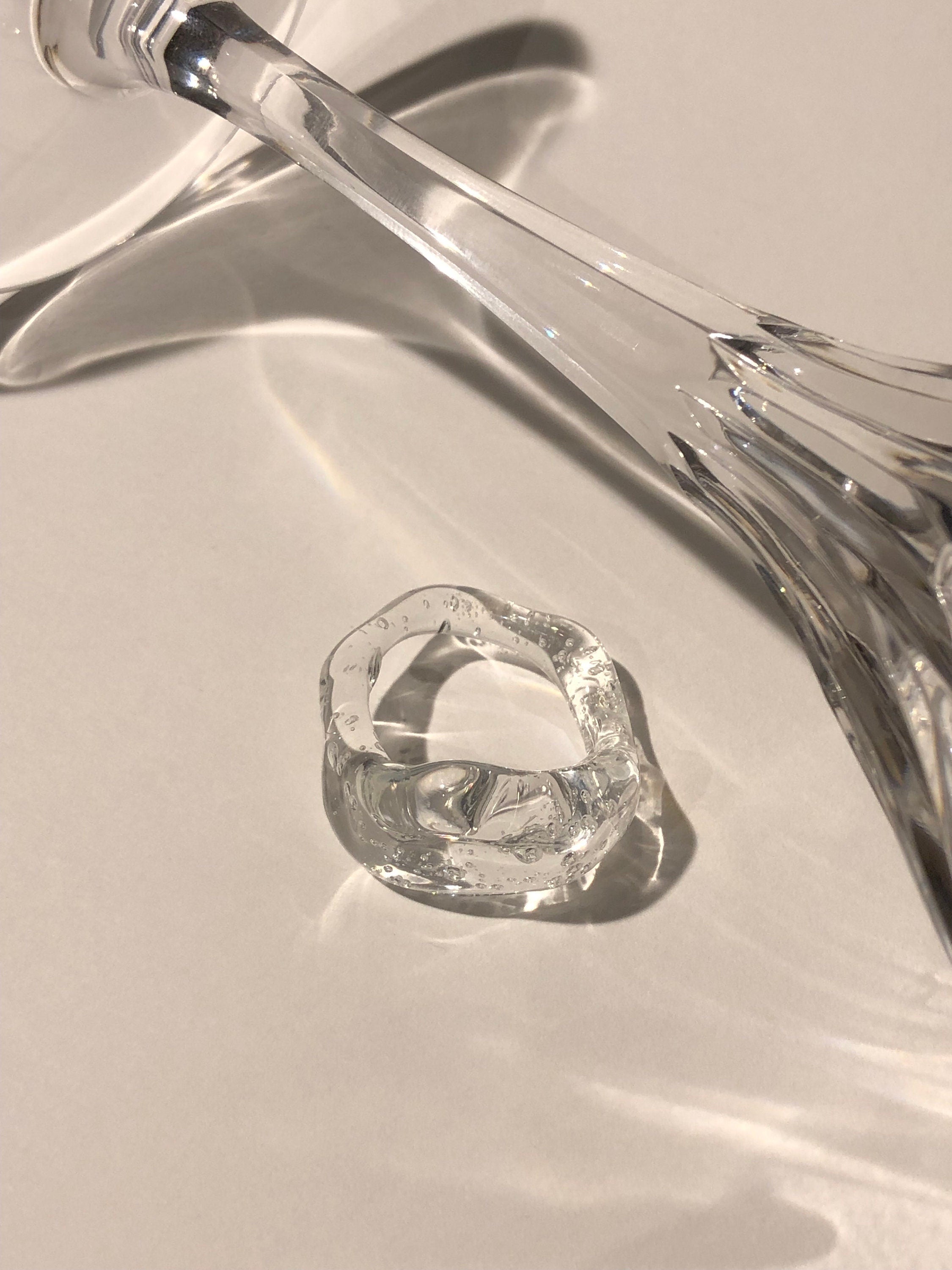 Chunky Clear Glass Ring: Handmade Borosilicate Statement Jewelry