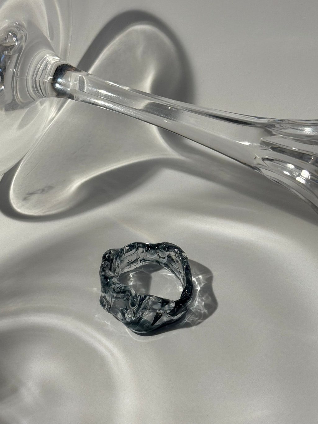 Black Clear Glass Ring: Handmade Borosilicate Jewelry