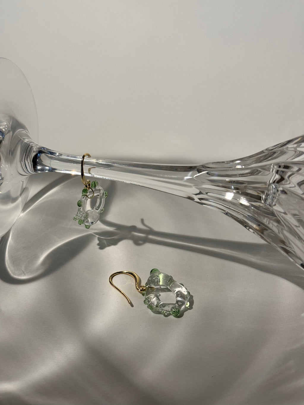 Green and Gold Borosilicate Glass Earrings