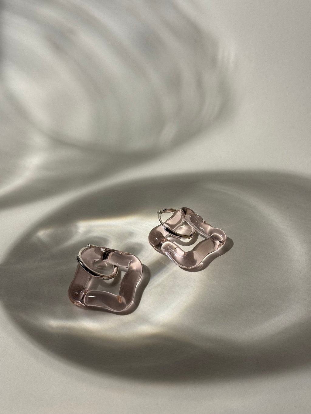 Handmade Rose Square Glass Hoop Earrings