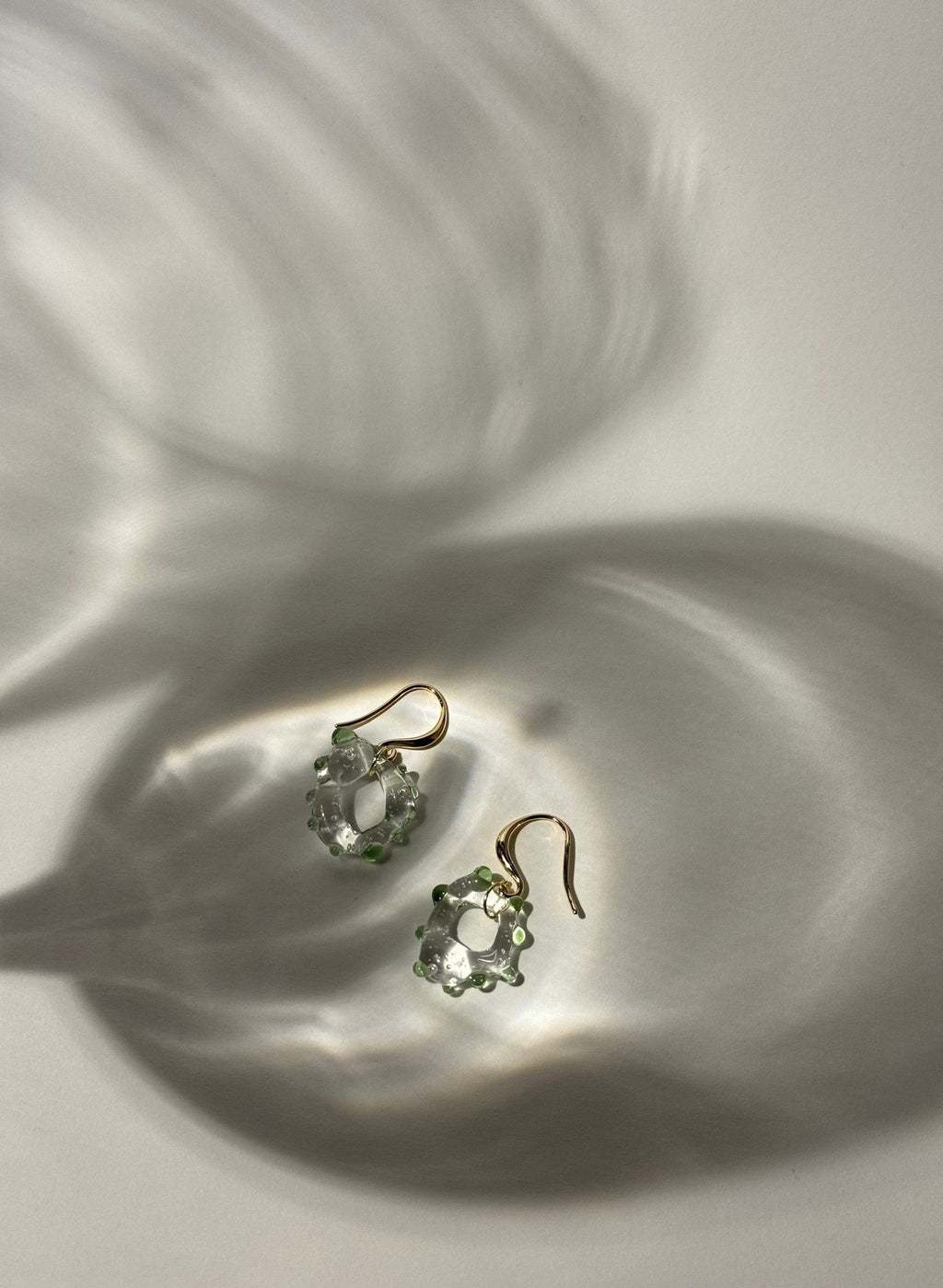Green and Gold Borosilicate Glass Earrings