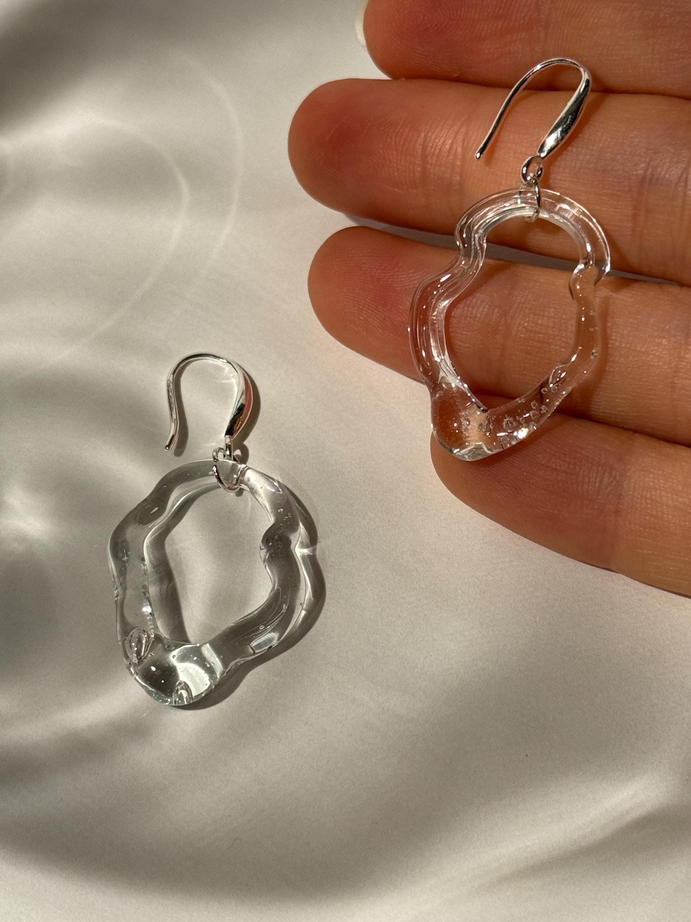 Handcrafted Squiggly Borosilicate Glass Earrings