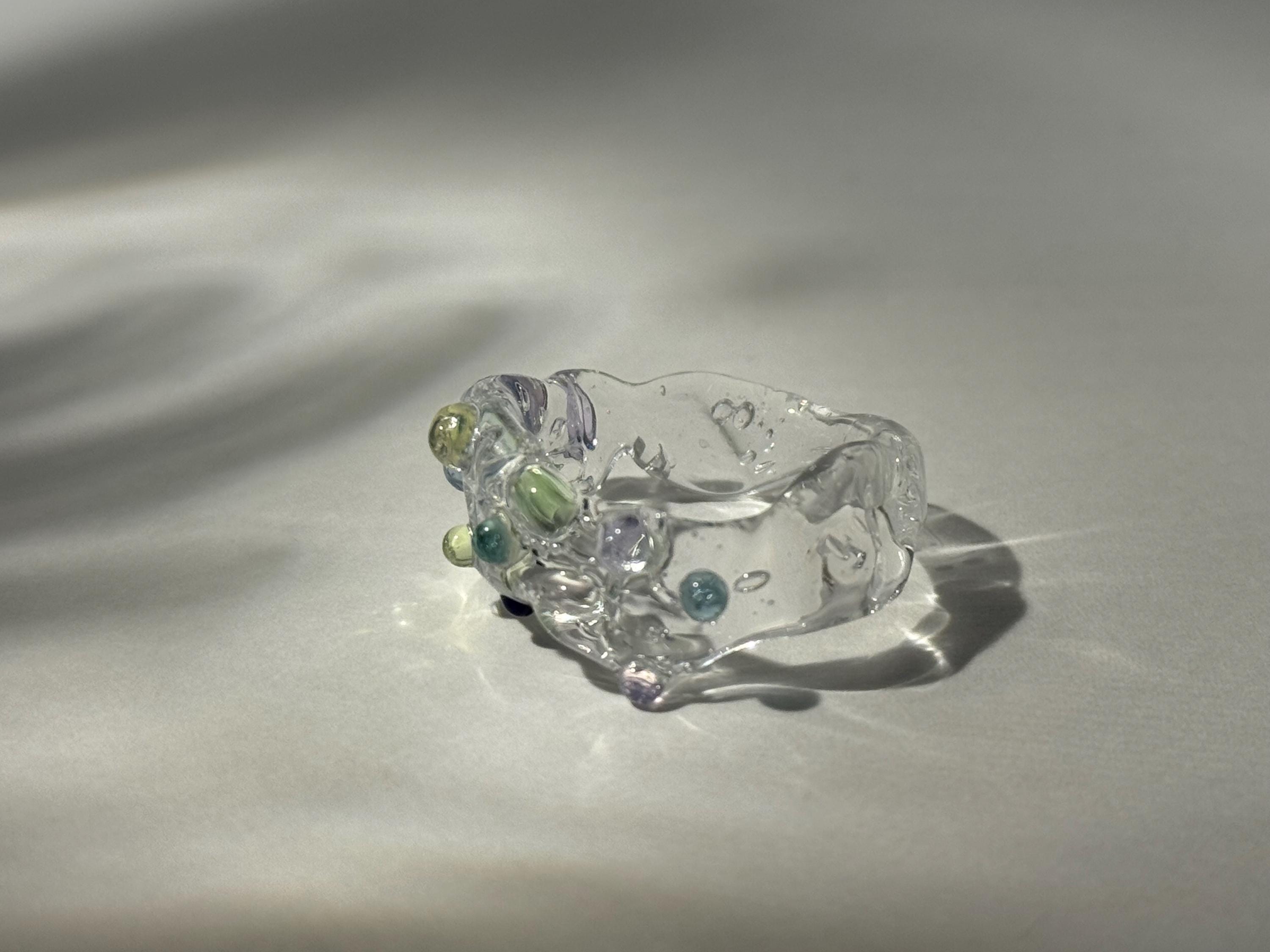 Chunky Glass Ring: Handmade Borosilicate Colorful Jewelry