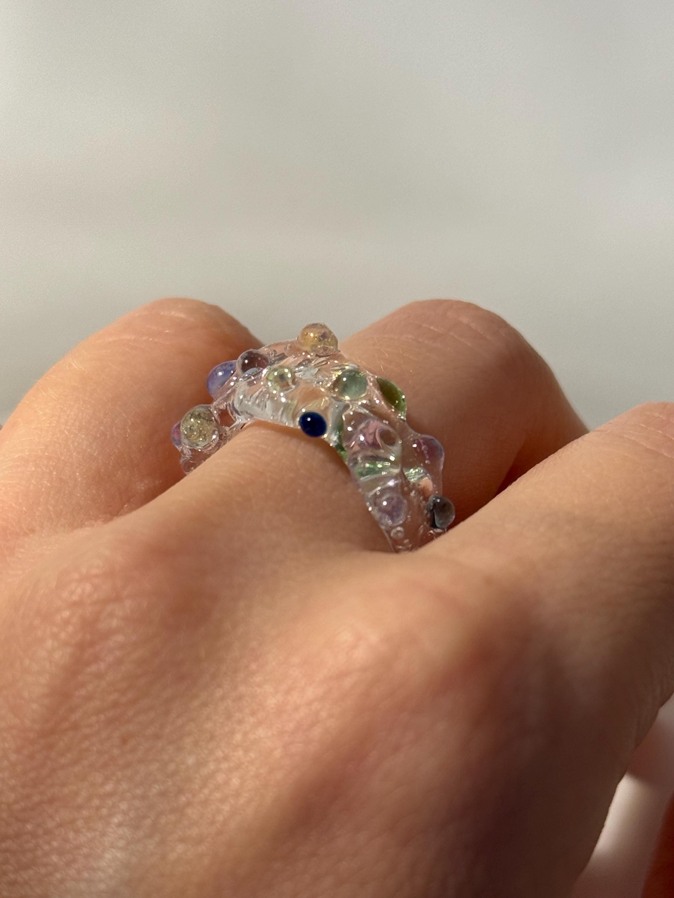 Chunky Glass Ring: Handmade Borosilicate Colorful Jewelry