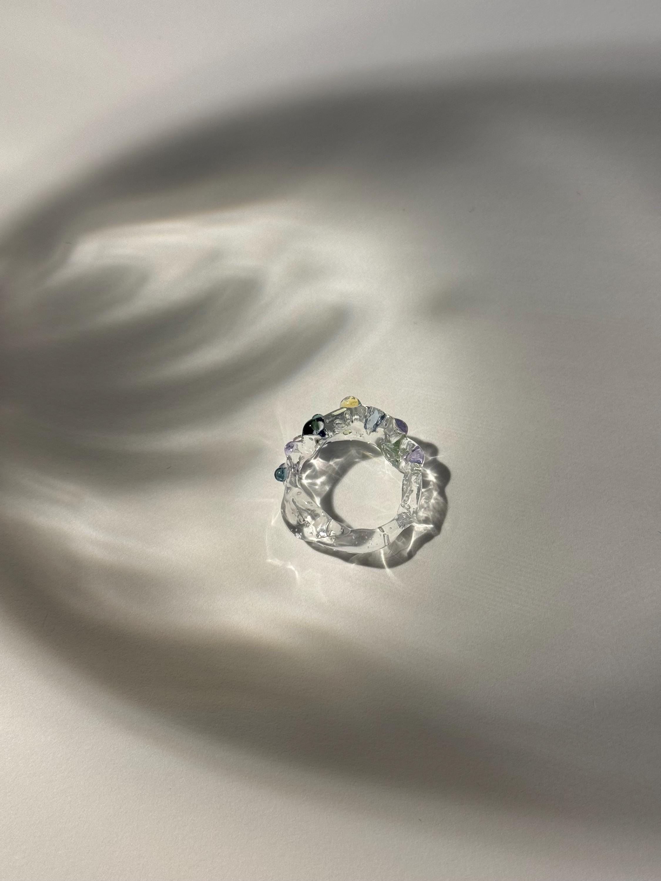 Chunky Glass Ring: Handmade Borosilicate Colorful Jewelry