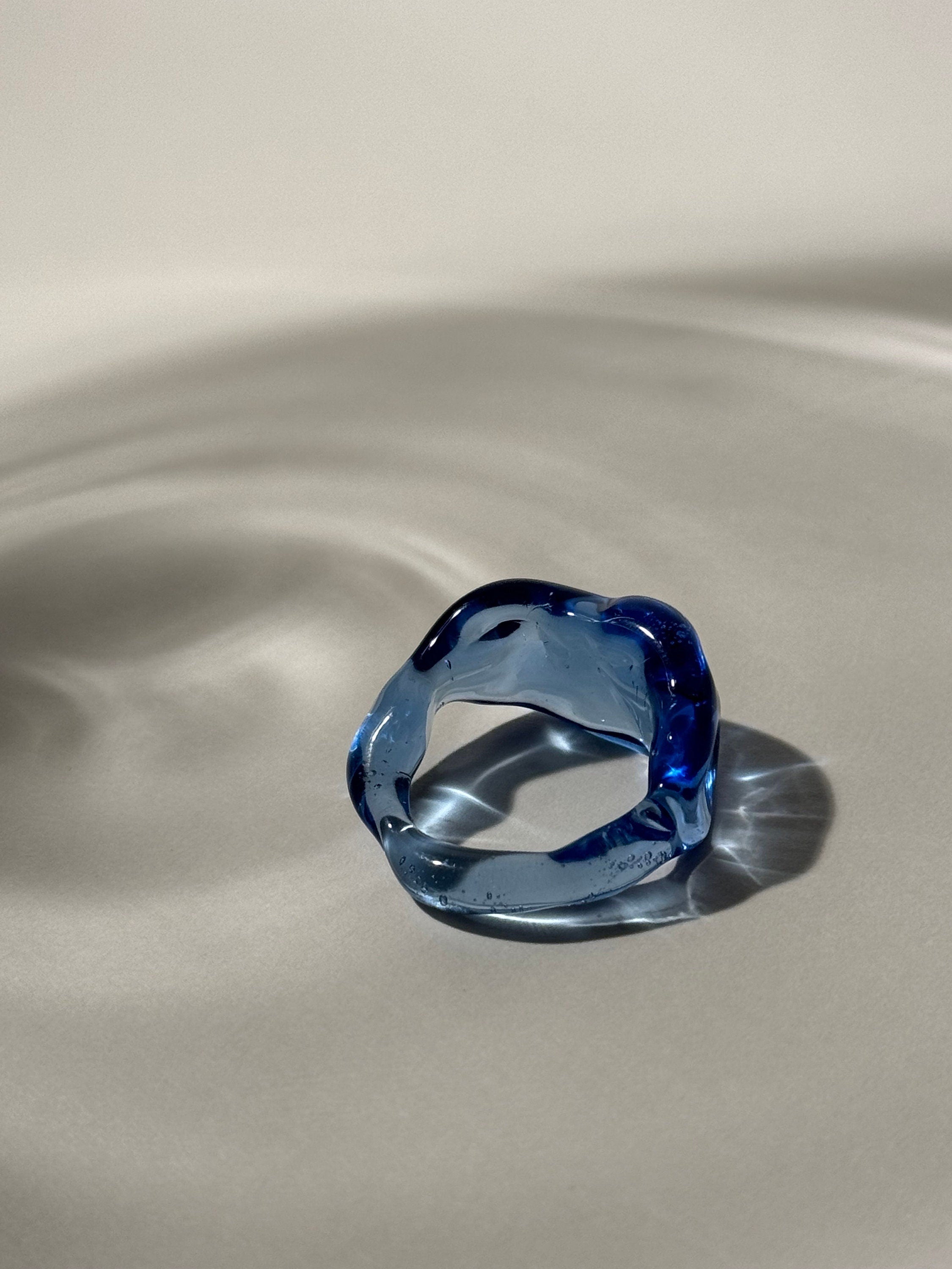 Handmade Ice Blue Glass Ring