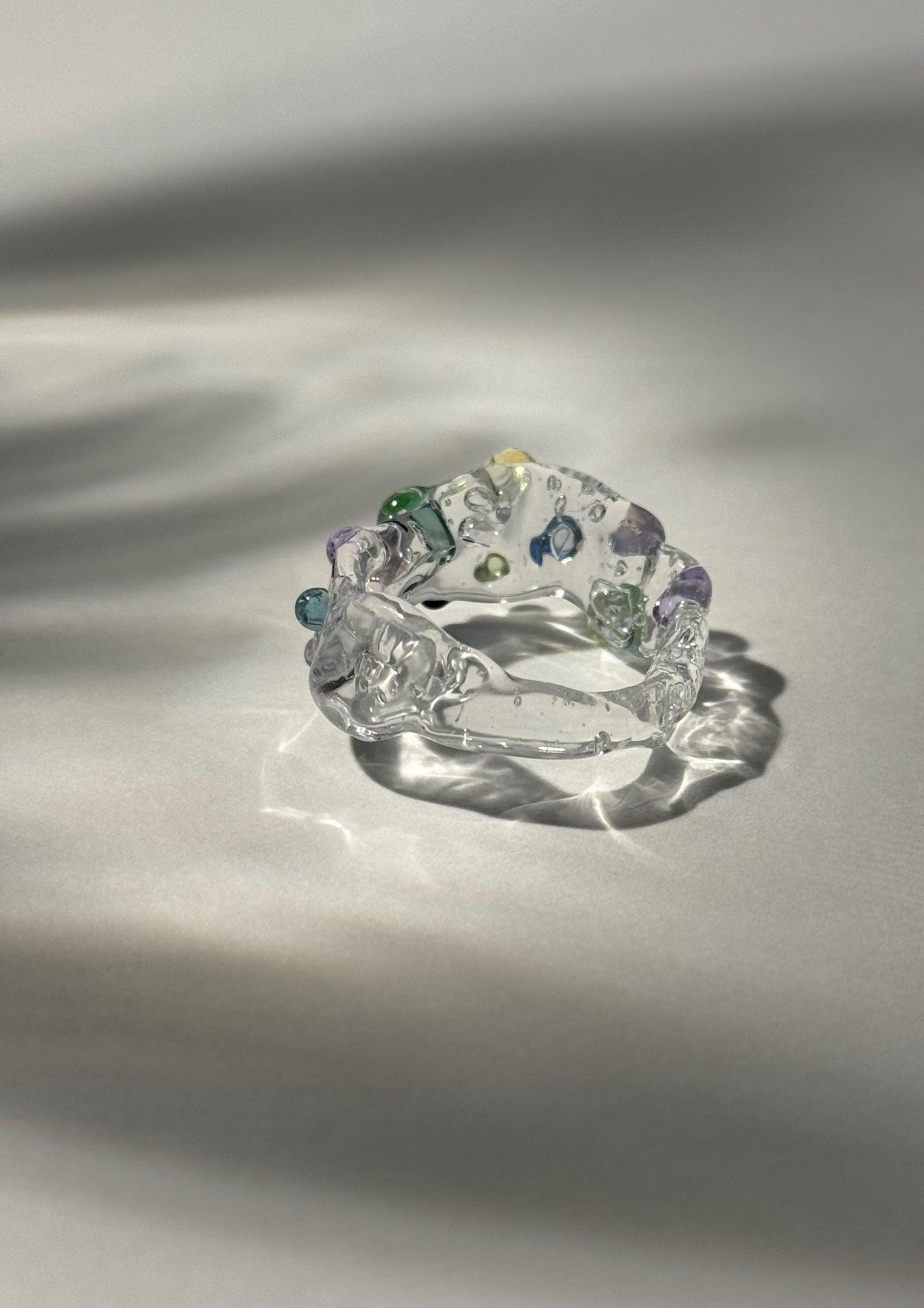 Chunky Glass Ring: Handmade Borosilicate Colorful Jewelry