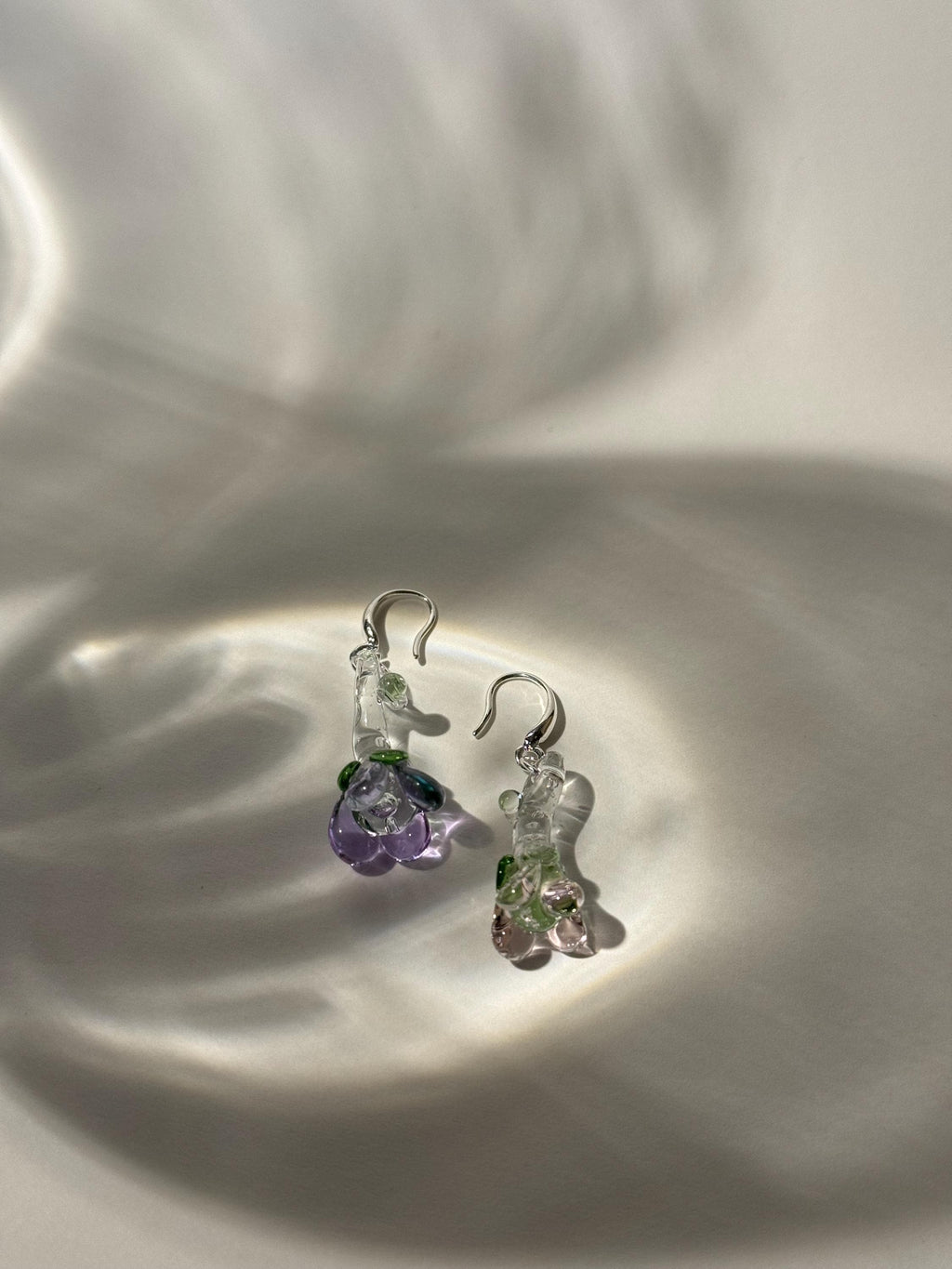Handmade Lilac & Rose Glass Flower Earrings