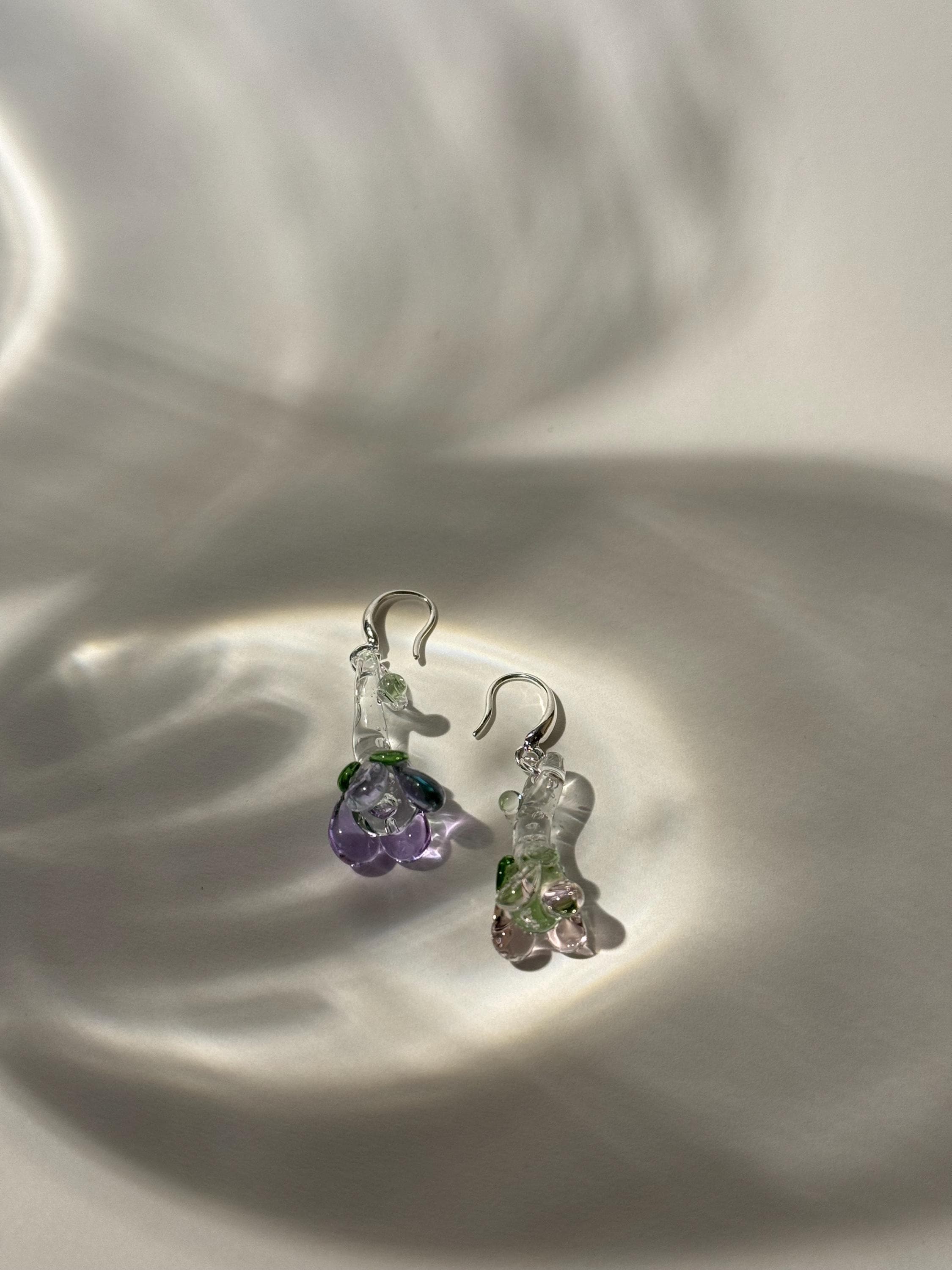 Handmade Lilac & Rose Glass Flower Earrings