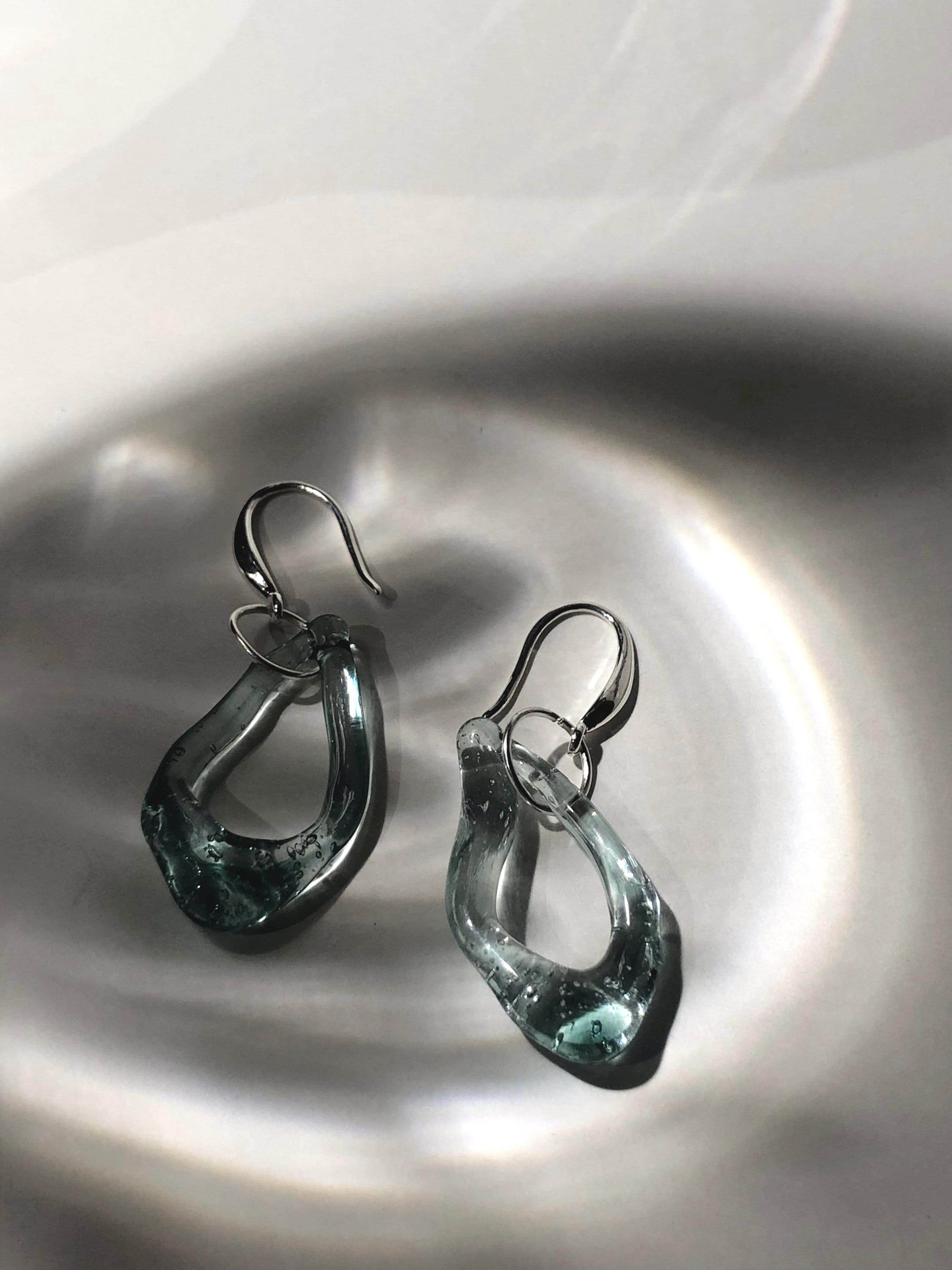 Handmade Turquoise Tropical Borosilicate Glass Loop Earrings